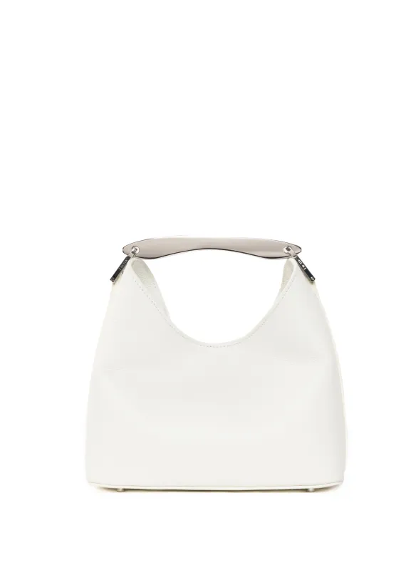 Small Boomerang Pebbled Leather White - Silver sold by Elleme