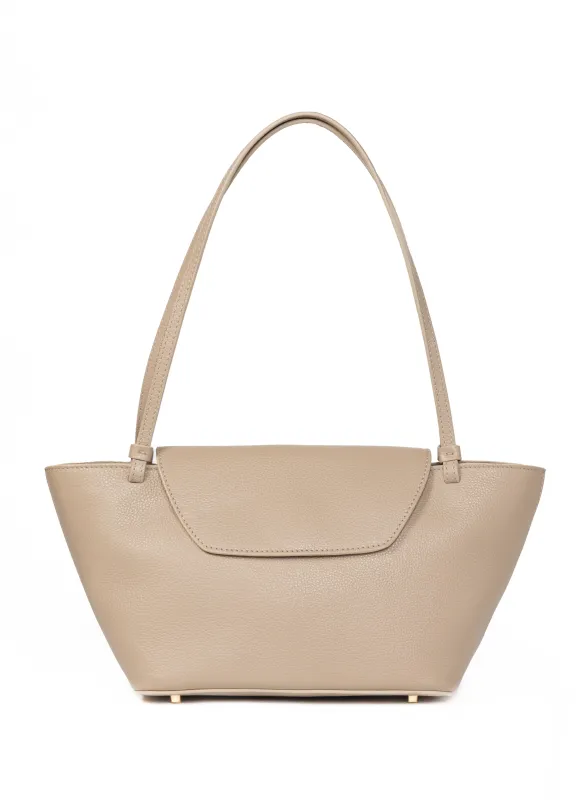 Courrier Tote Pebbled Leather Taupe sold by Elleme