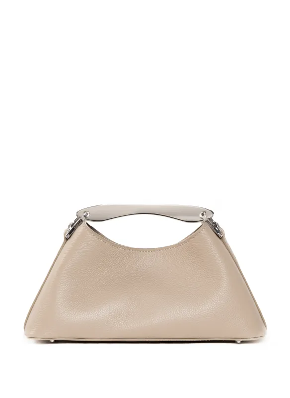 Mini Boomerang Pebbled Leather Taupe - Silver sold by Elleme