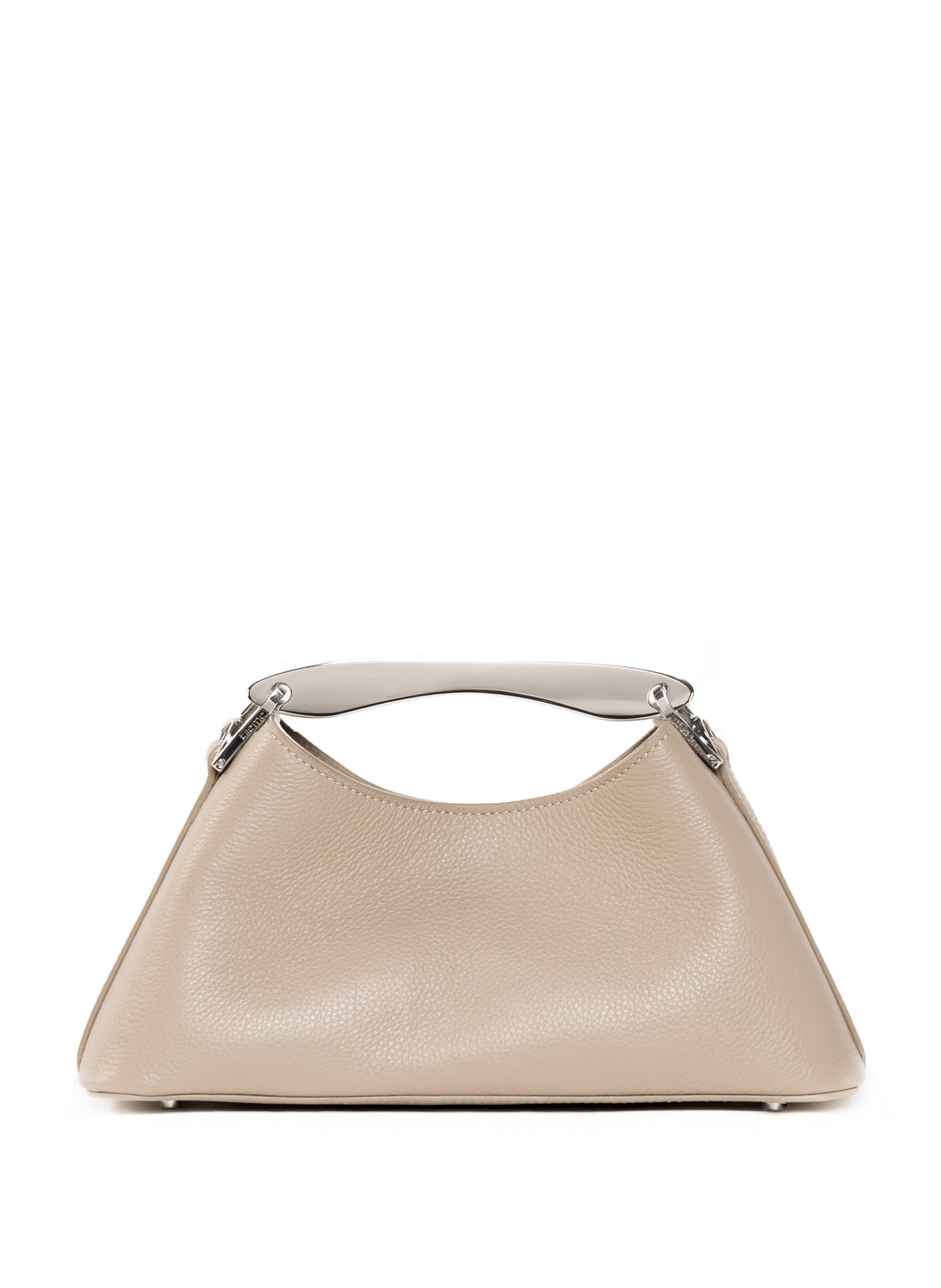 Mini Boomerang Pebbled Leather Taupe - Silver sold by Elleme