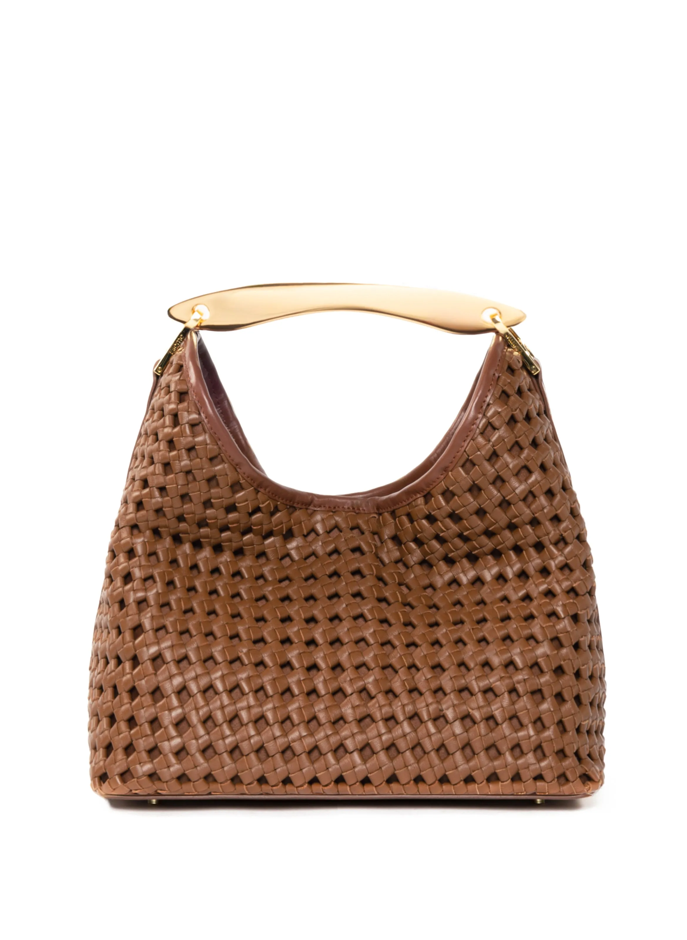 Boomerang Woven Leather Cognac sold by Elleme