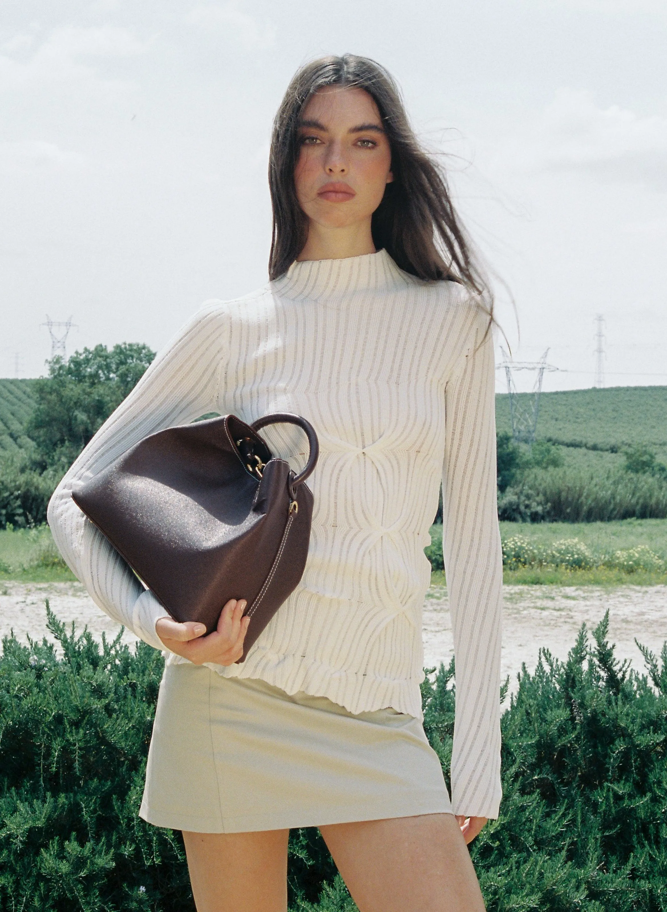 Raisin Caviar Leather Brown White Stitching sold by Elleme product image thumbnail 2