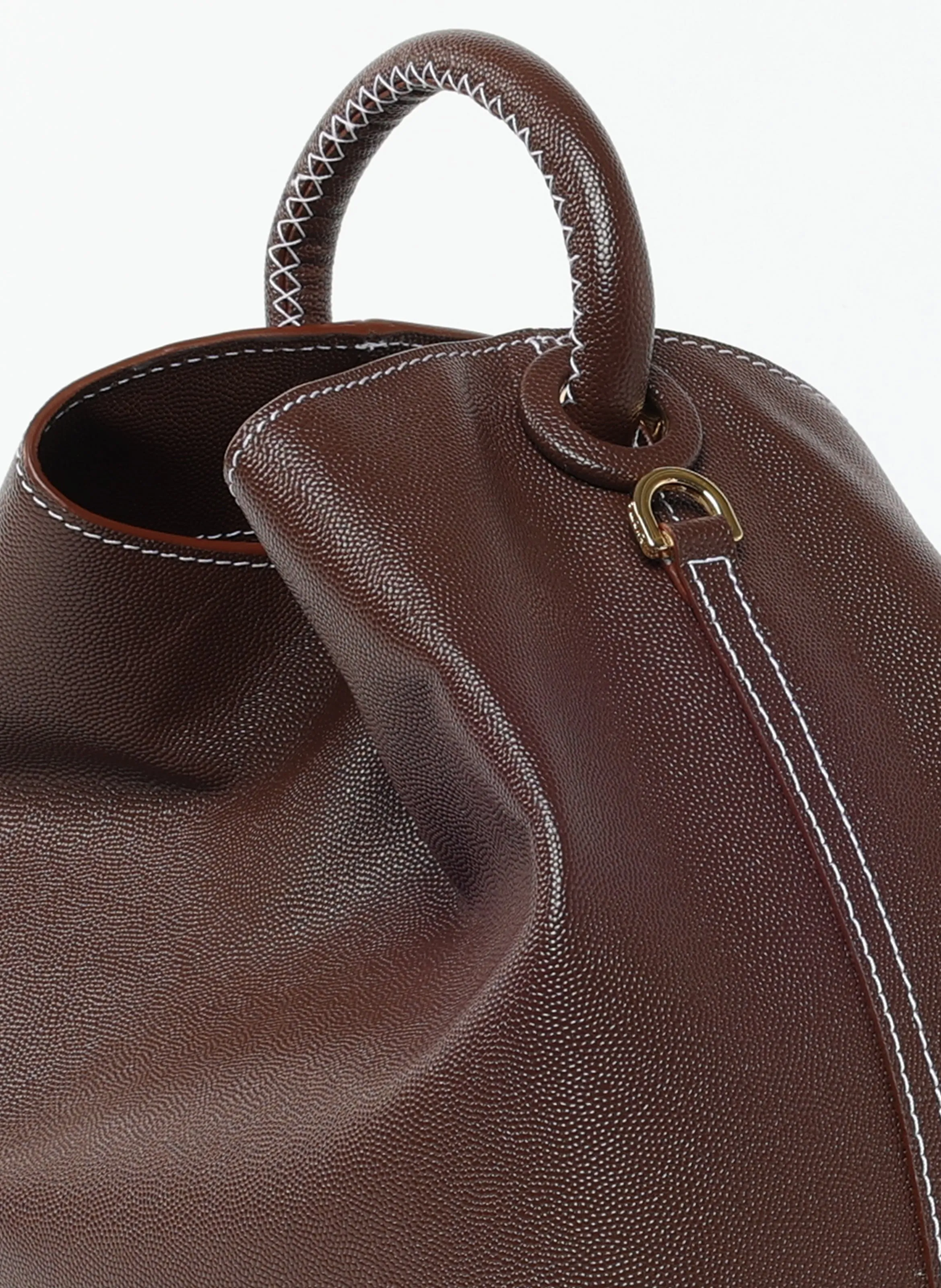 Raisin Caviar Leather Brown White Stitching sold by Elleme product image thumbnail 5