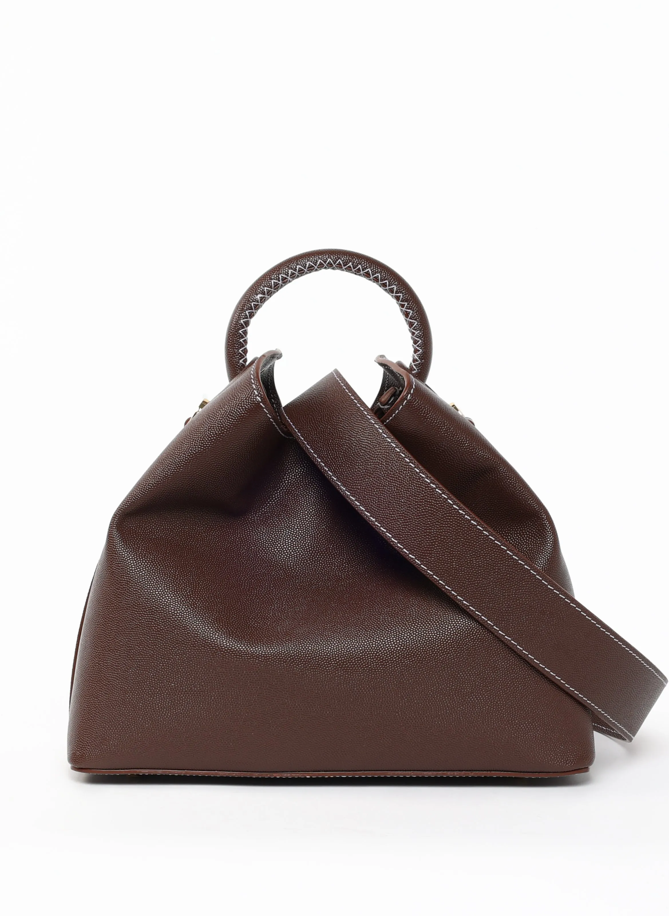 Raisin Caviar Leather Brown White Stitching sold by Elleme product image thumbnail 4