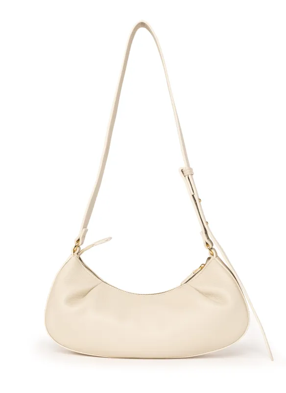 Dimple Moon Pebbled Leather Sesame sold by Elleme