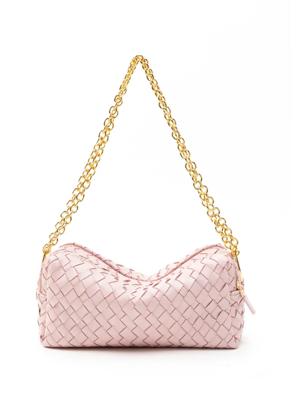 Trousse Chain Woven Leather Pink sold by Elleme