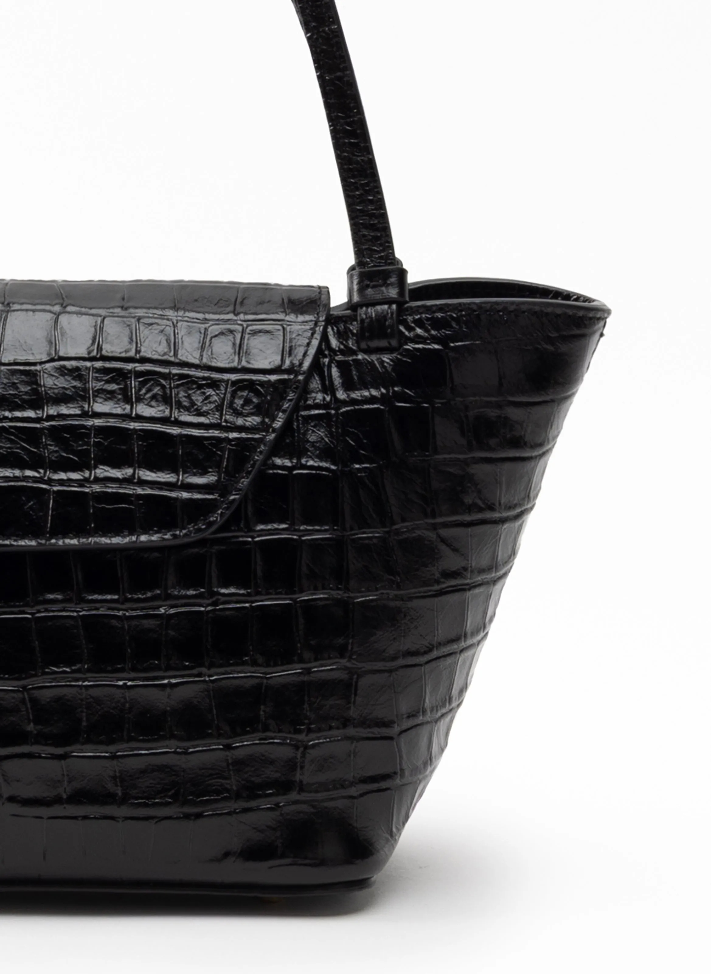 Courrier Tote Croco Embossed Leather Black sold by Elleme product image thumbnail 4
