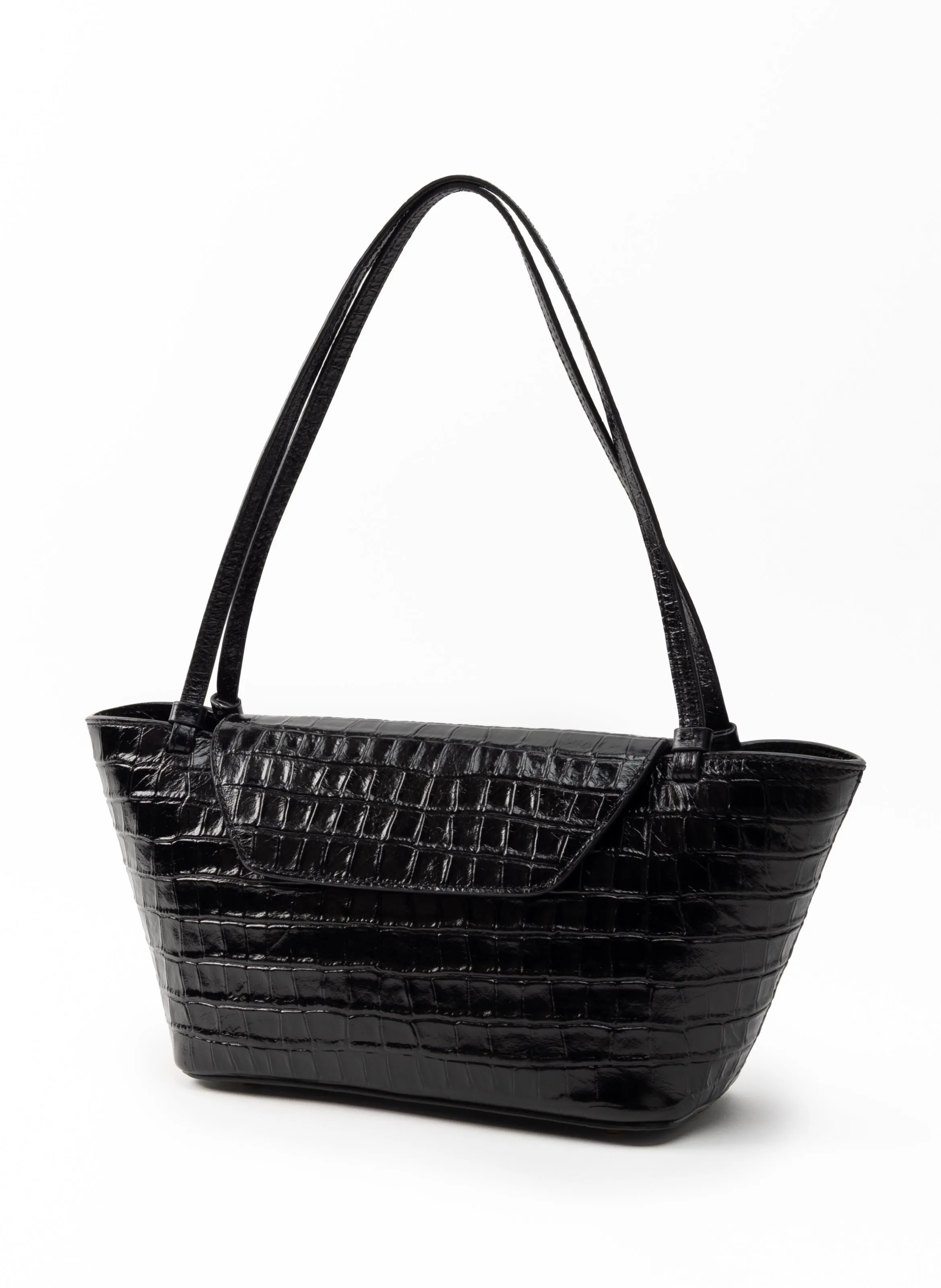 Courrier Tote Croco Embossed Leather Black sold by Elleme product image thumbnail 2