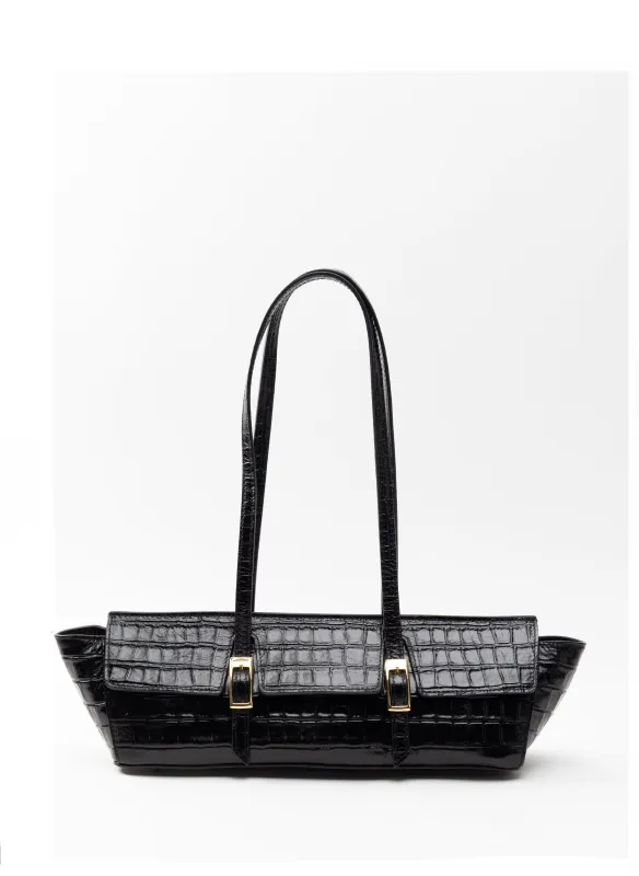 Le Bateau Croco Embossed Leather Black sold by Elleme