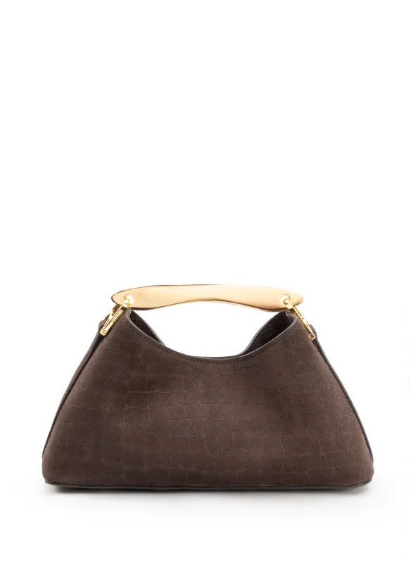 Mini Boomerang Croco Suede Moka sold by Elleme