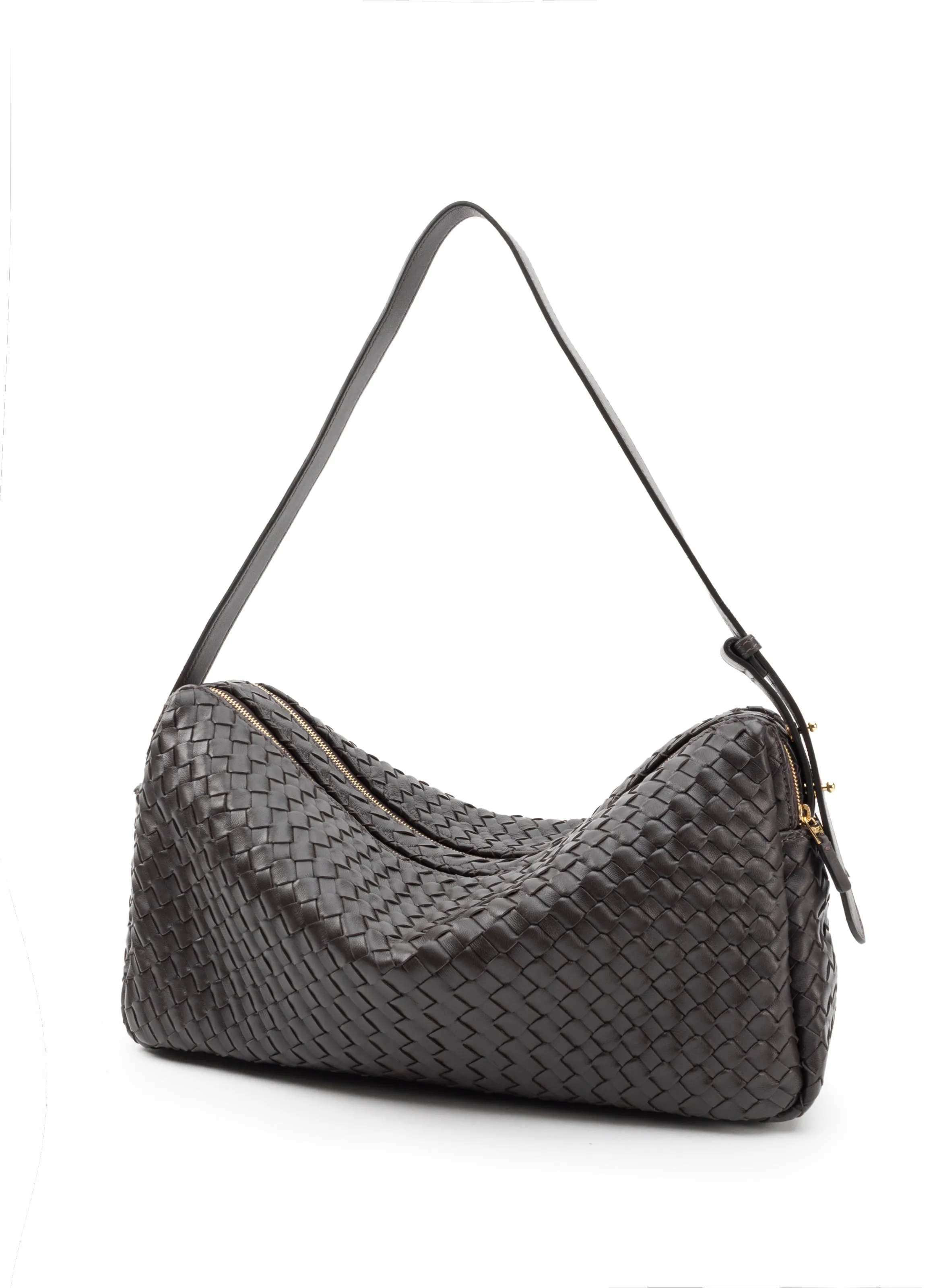 Trousse Large Woven Leather Dark Brown sold by Elleme product image thumbnail 2