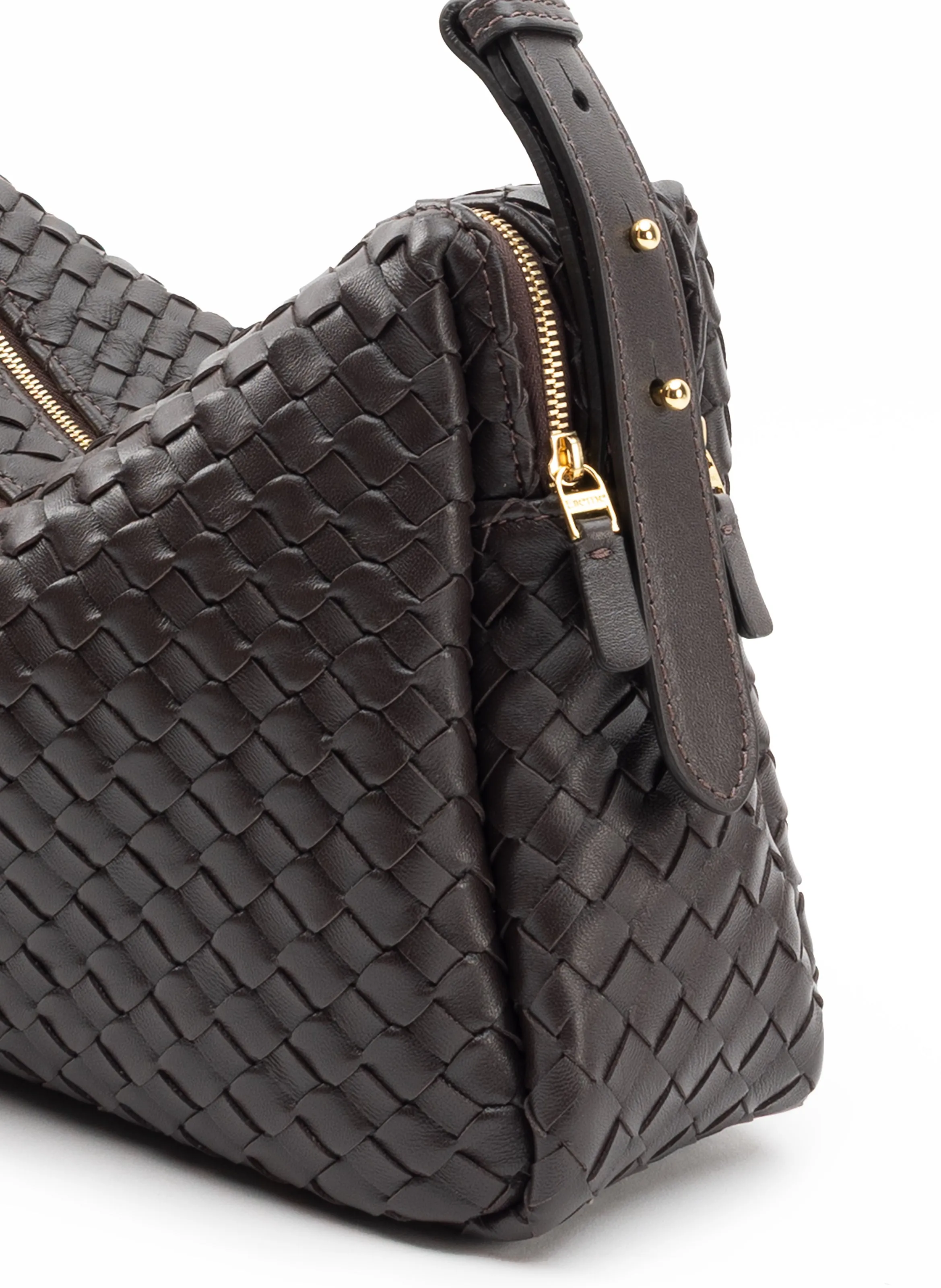 Trousse Large Woven Leather Dark Brown sold by Elleme product image thumbnail 3