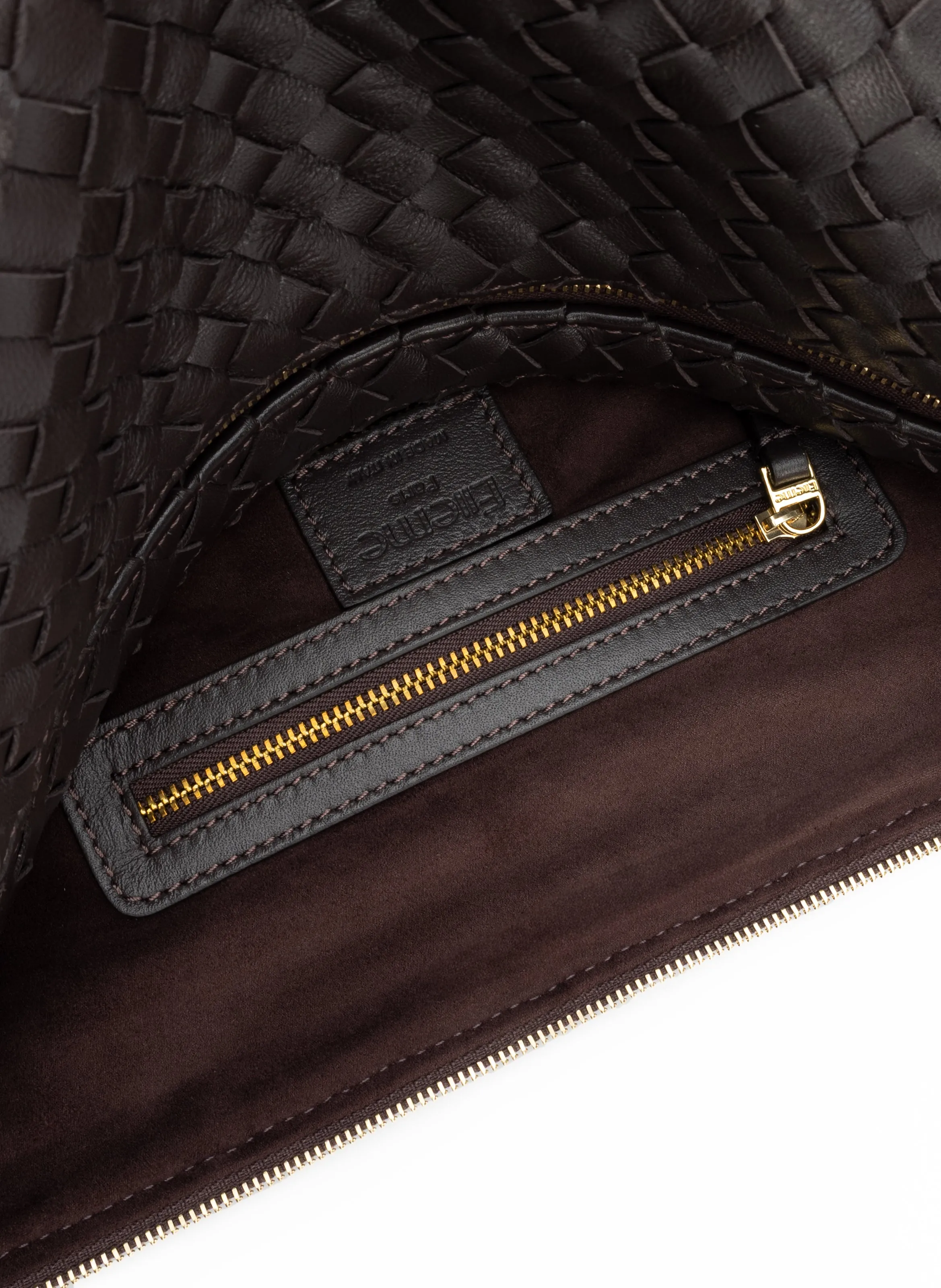 Trousse Large Woven Leather Dark Brown sold by Elleme product image thumbnail 4