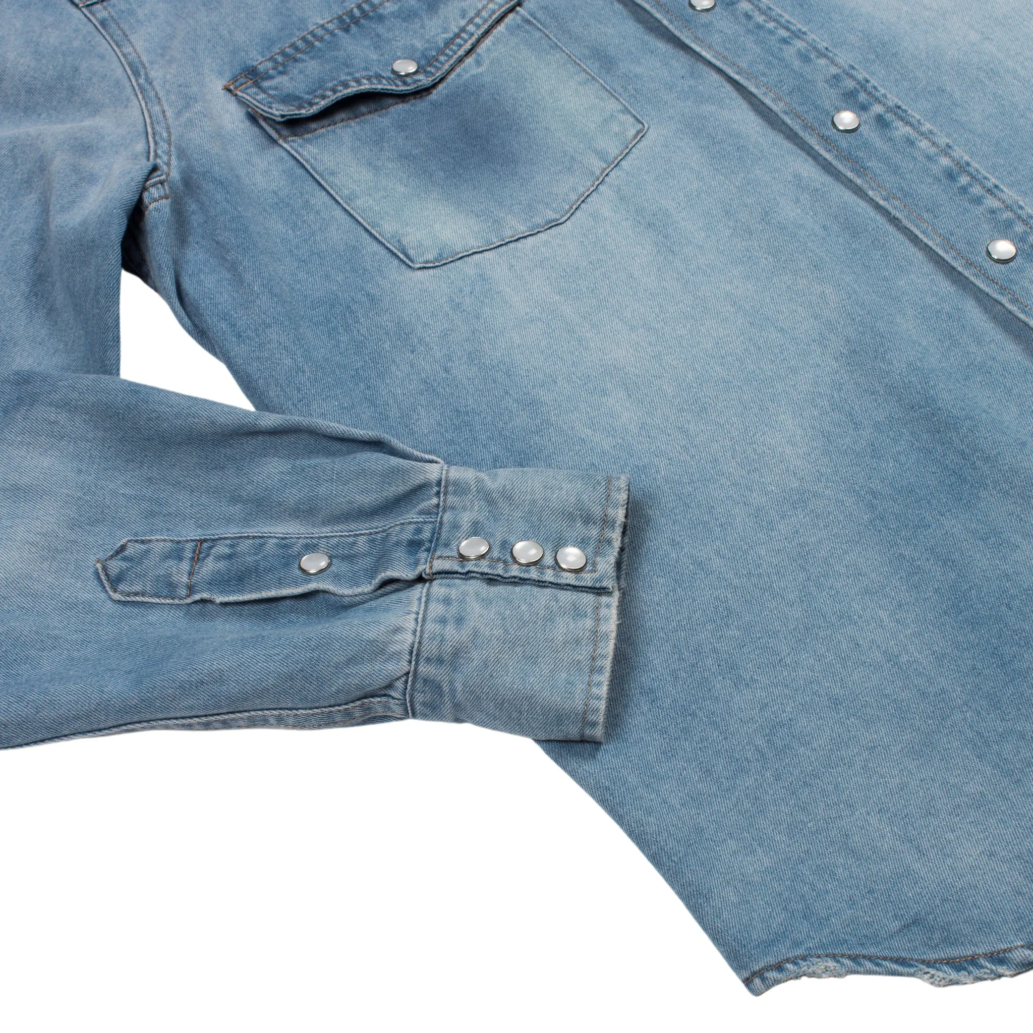 The Wyatt Pearl Snap Long Sleeve Denim Shirt sold by Sendero Provisions CO product image thumbnail 5