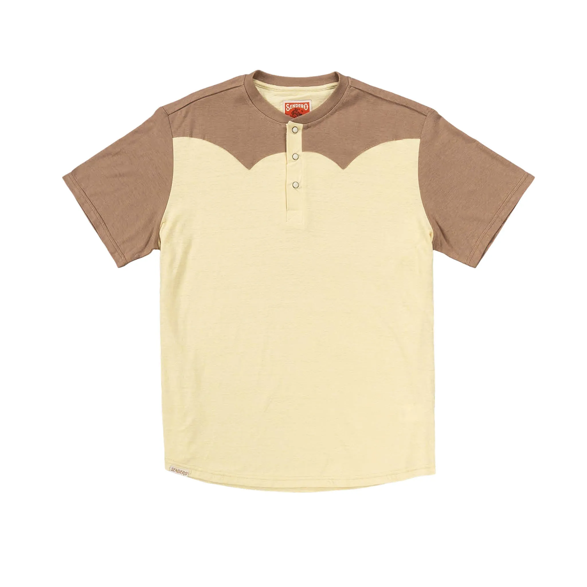 The Tex Western Henley - Buckskin/Brown sold by Sendero Provisions CO