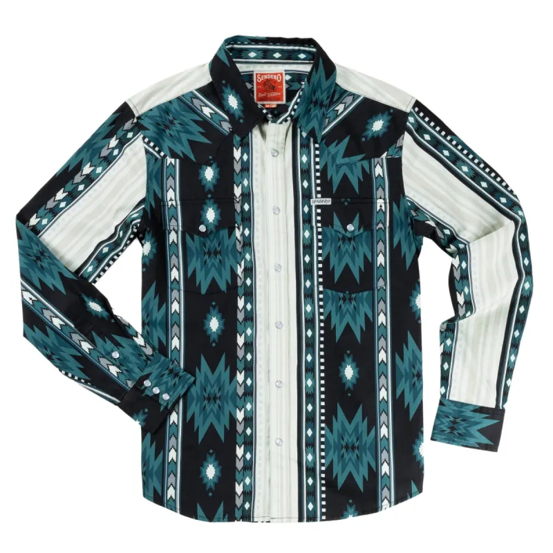 The Wyatt Pearl Snap Long Sleeve Serape Shirt sold by Sendero Provisions CO