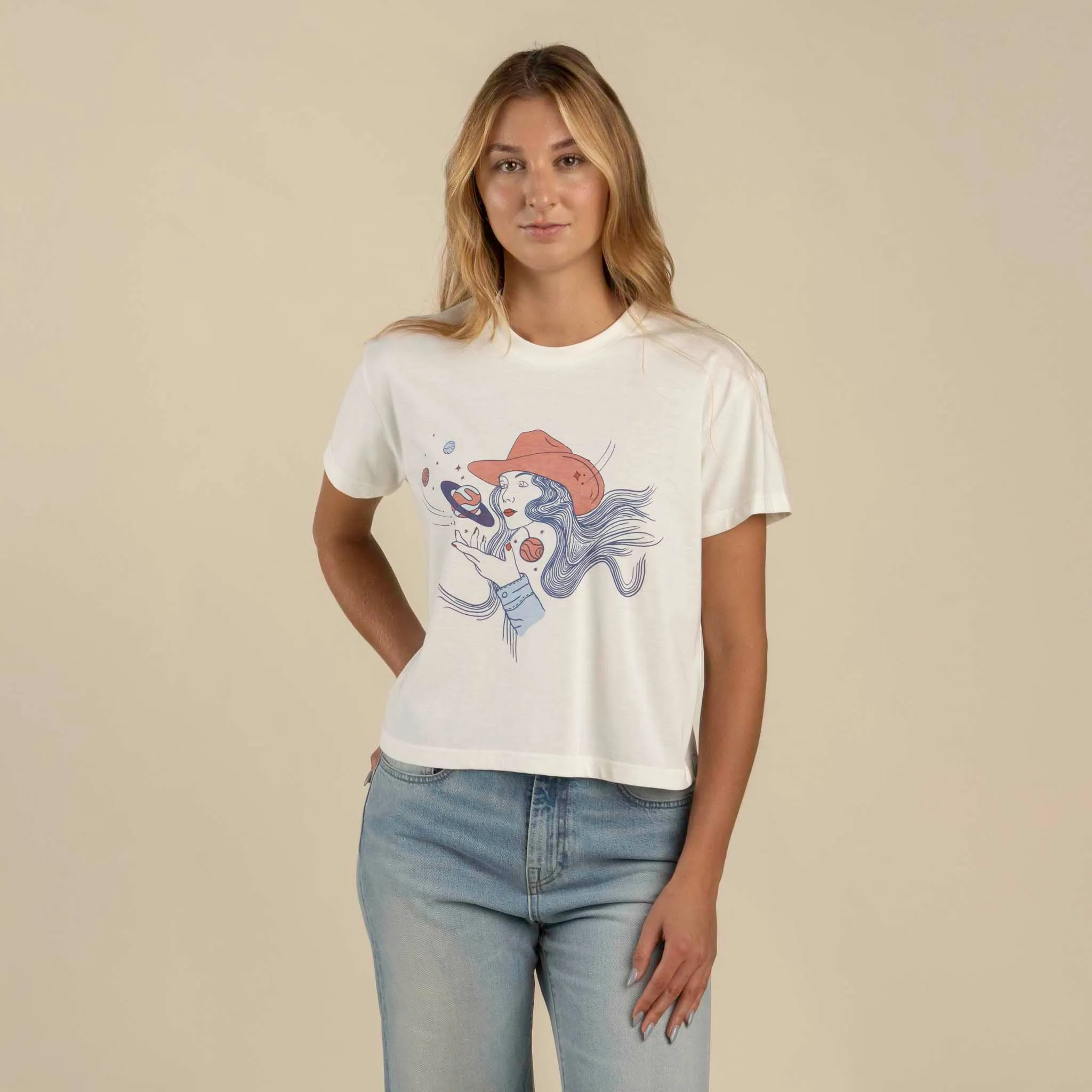 Cosmic Cowgirl Boxy Tee sold by Sendero Provisions CO