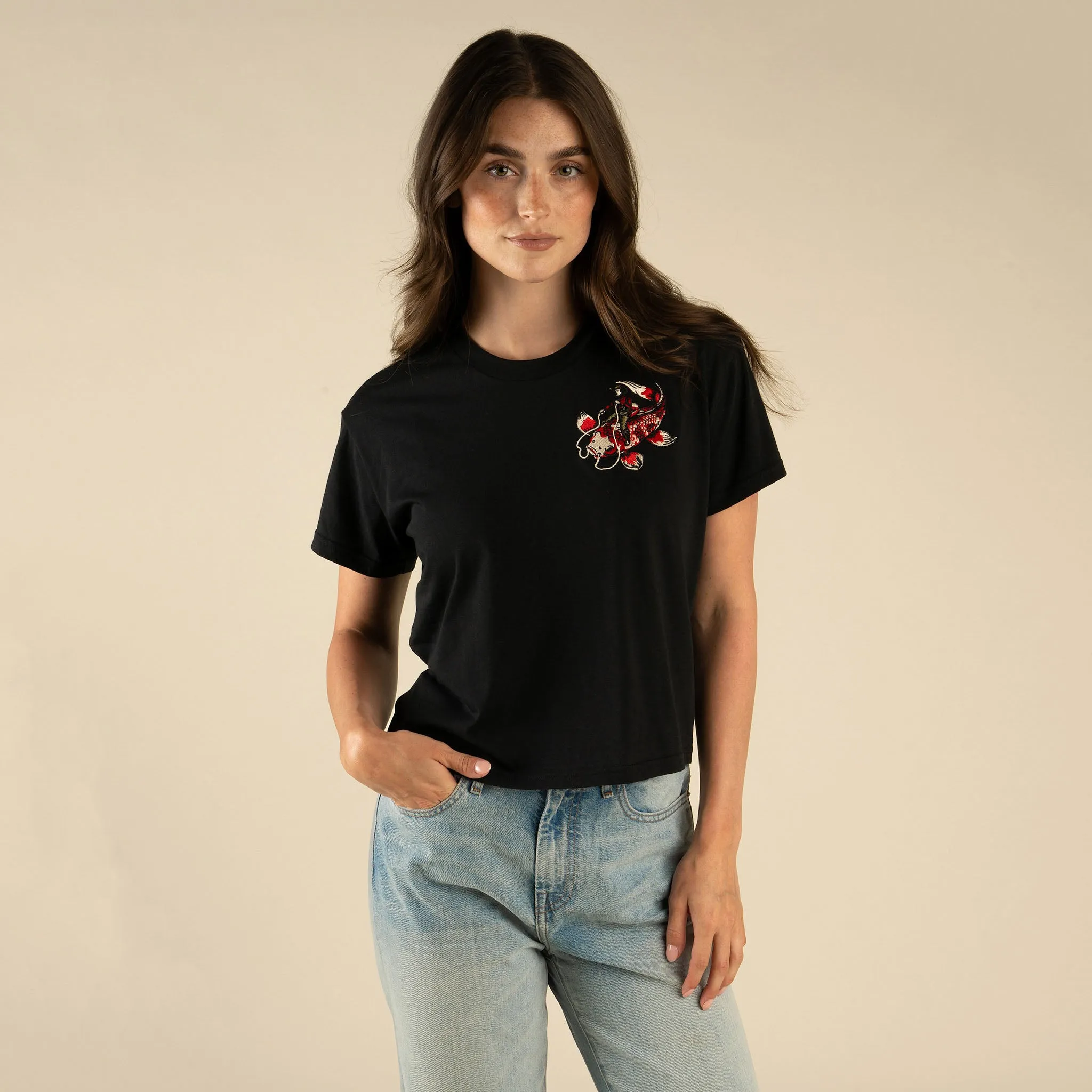 Koi Bronc Boxy Tee sold by Sendero Provisions CO