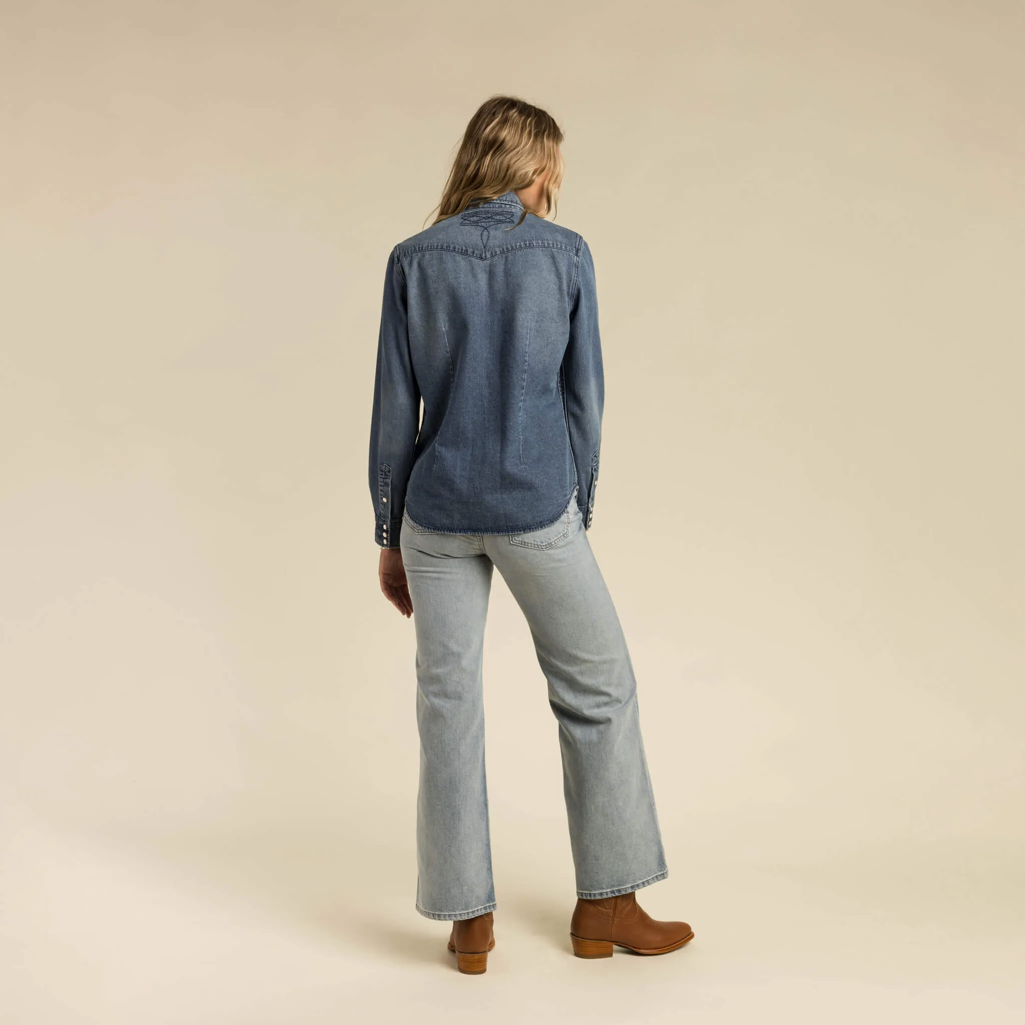 Women's Hondo Pearl Snap Denim Shirt sold by Sendero Provisions CO product image thumbnail 4