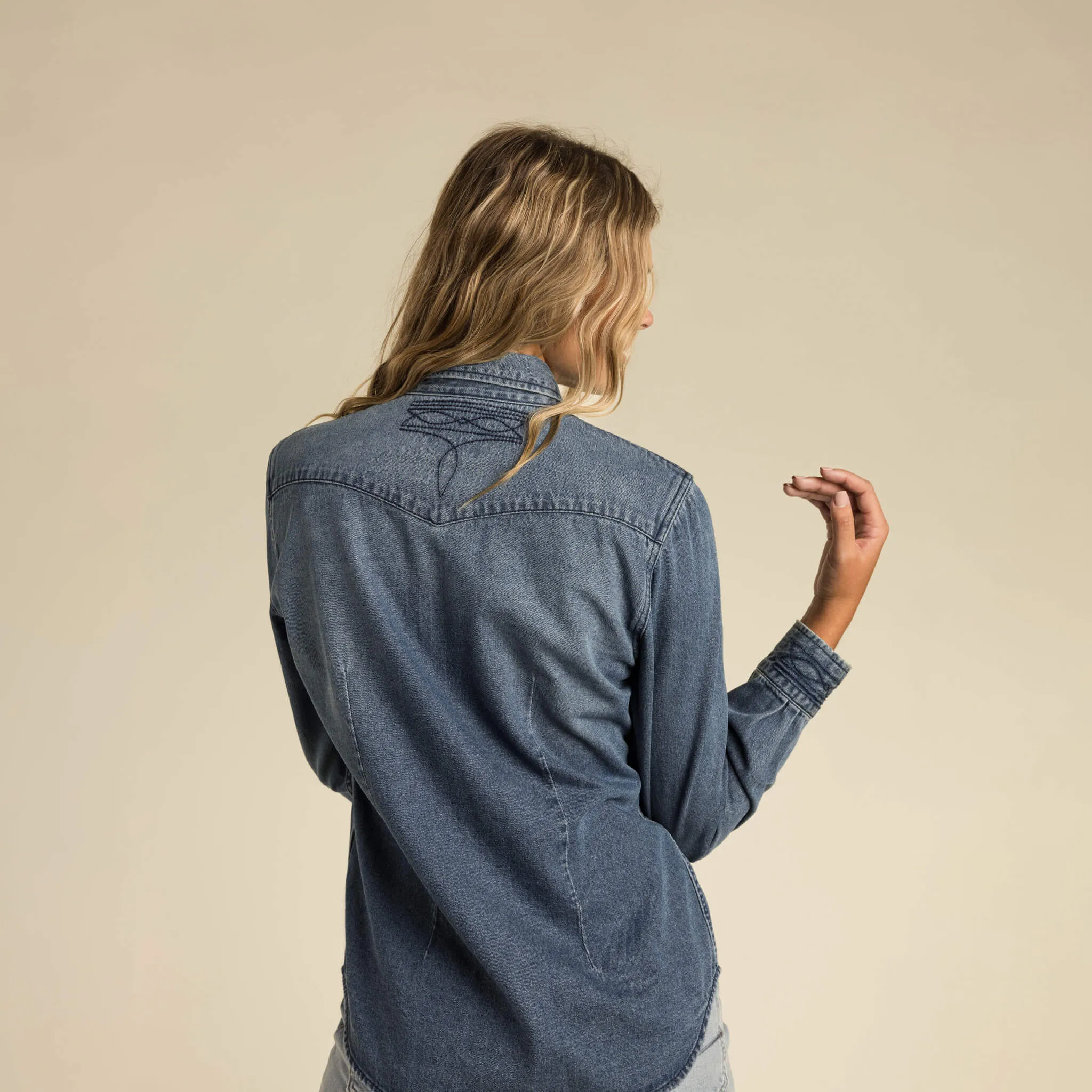 Women's Hondo Pearl Snap Denim Shirt sold by Sendero Provisions CO product image thumbnail 3