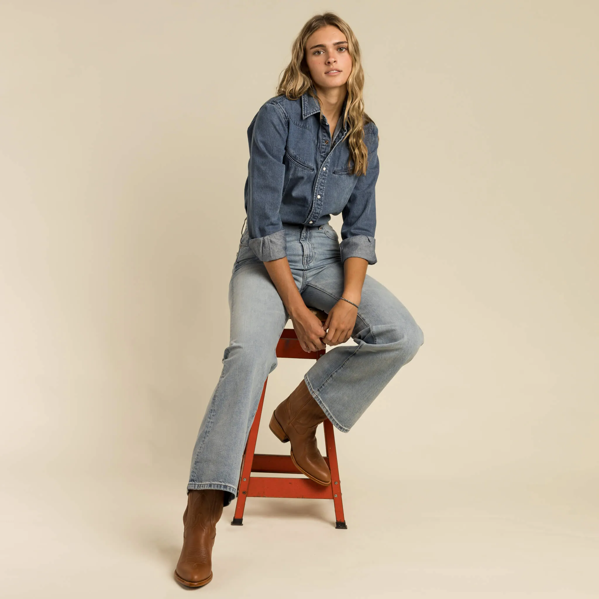 Women's Hondo Pearl Snap Denim Shirt sold by Sendero Provisions CO product image thumbnail 2