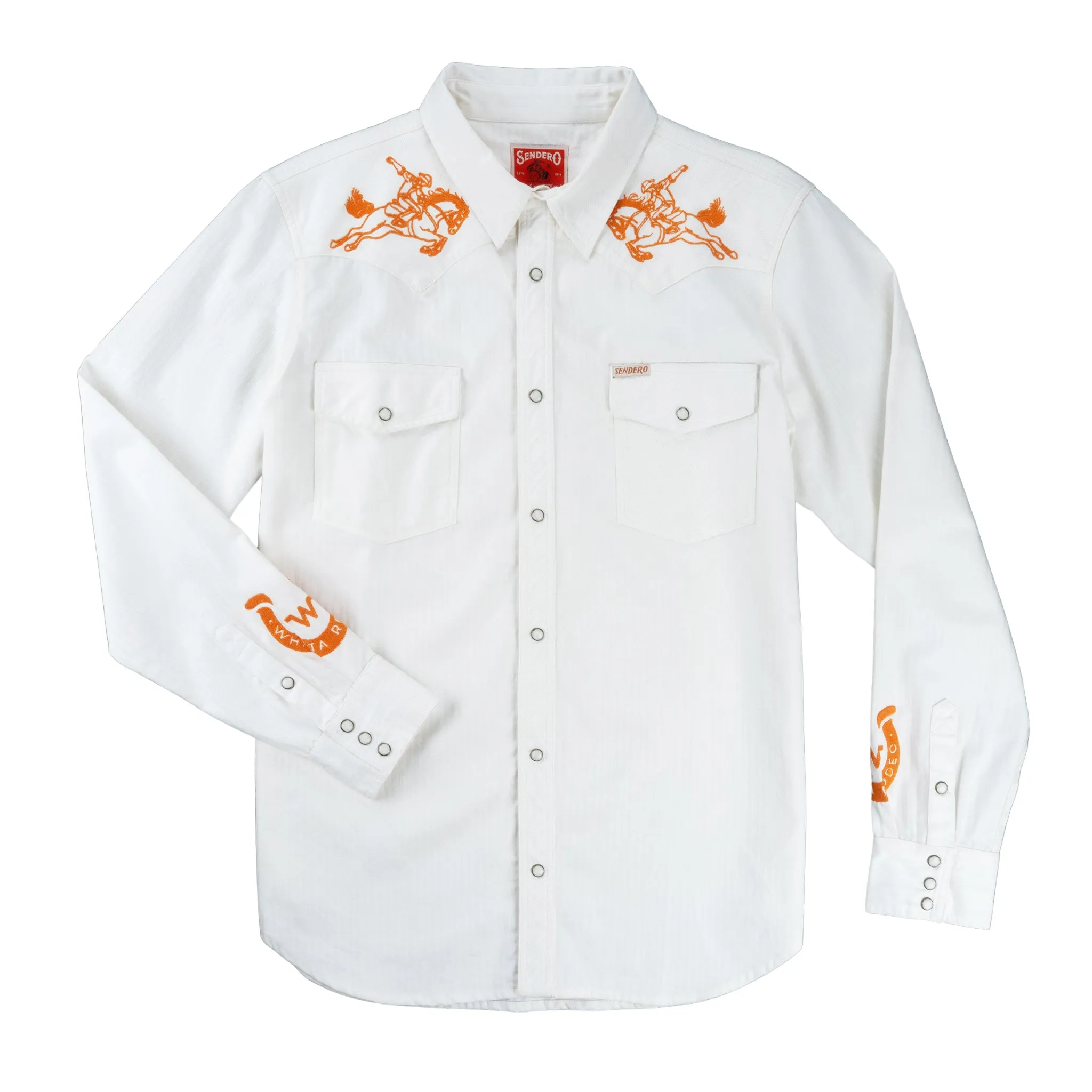 Whataburger x Sendero The Wyatt Pearl Snap Long Sleeve Embroidered Shirt sold by Sendero Provisions CO