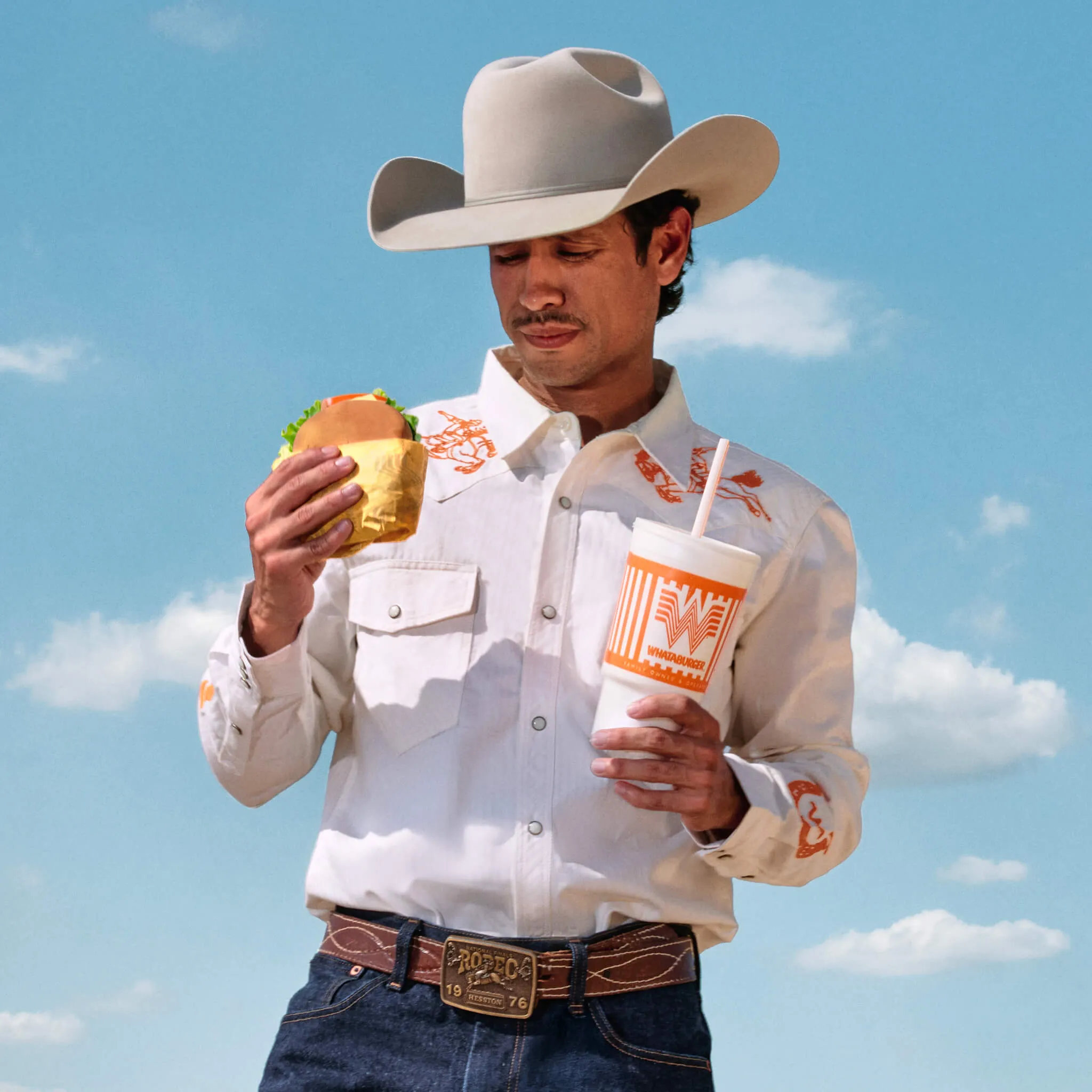 Whataburger x Sendero The Wyatt Pearl Snap Long Sleeve Embroidered Shirt sold by Sendero Provisions CO product image thumbnail 2