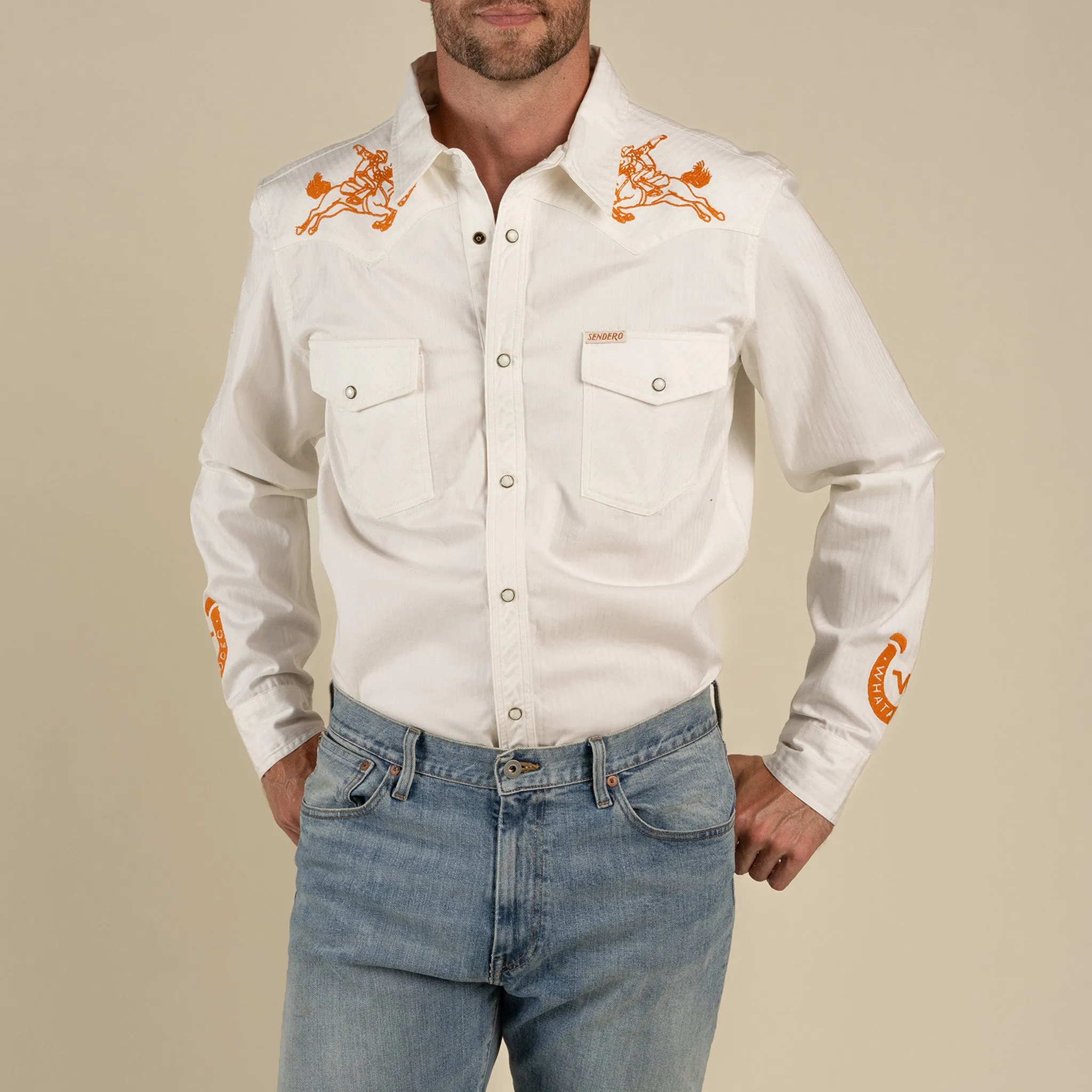 Whataburger x Sendero The Wyatt Pearl Snap Long Sleeve Embroidered Shirt sold by Sendero Provisions CO product image thumbnail 4
