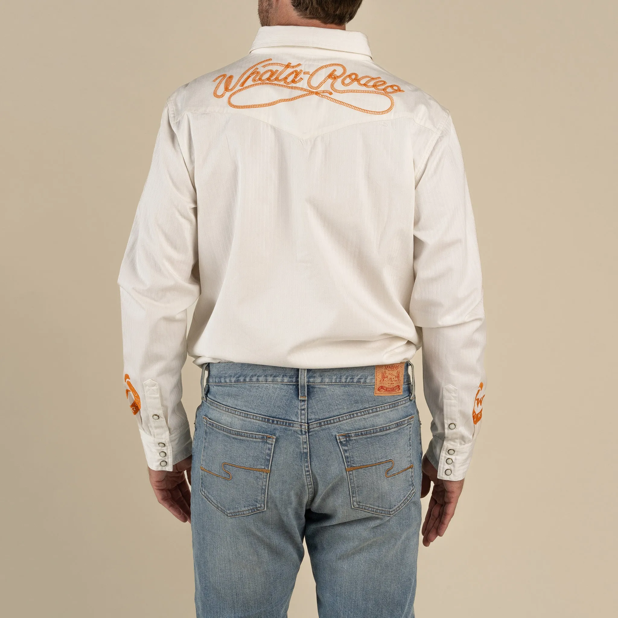 Whataburger x Sendero The Wyatt Pearl Snap Long Sleeve Embroidered Shirt sold by Sendero Provisions CO product image thumbnail 5