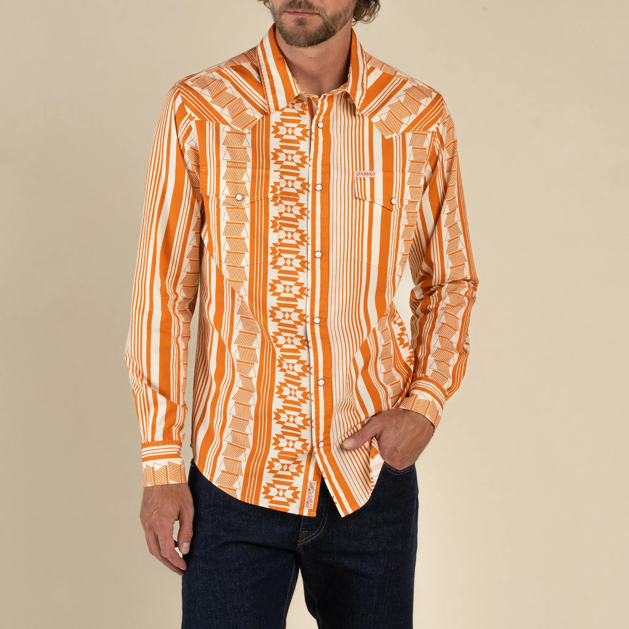 Whataburger x Sendero Wyatt Pearl Snap Long Sleeve Serape Shirt sold by Sendero Provisions CO product image thumbnail 5