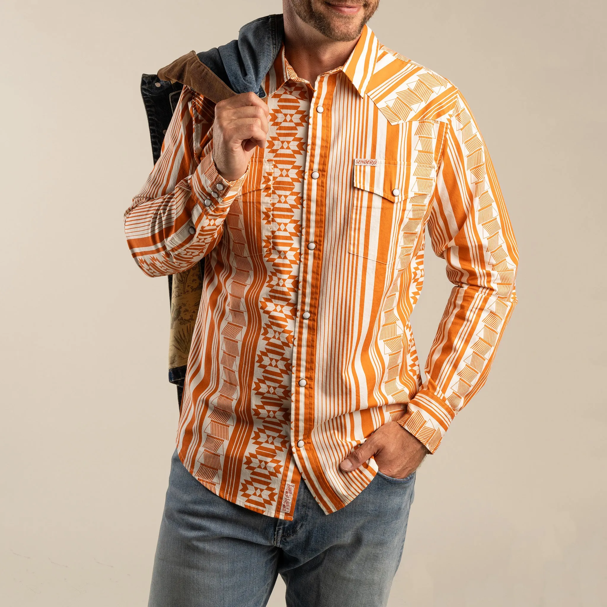 Whataburger x Sendero Wyatt Pearl Snap Long Sleeve Serape Shirt sold by Sendero Provisions CO product image thumbnail 4