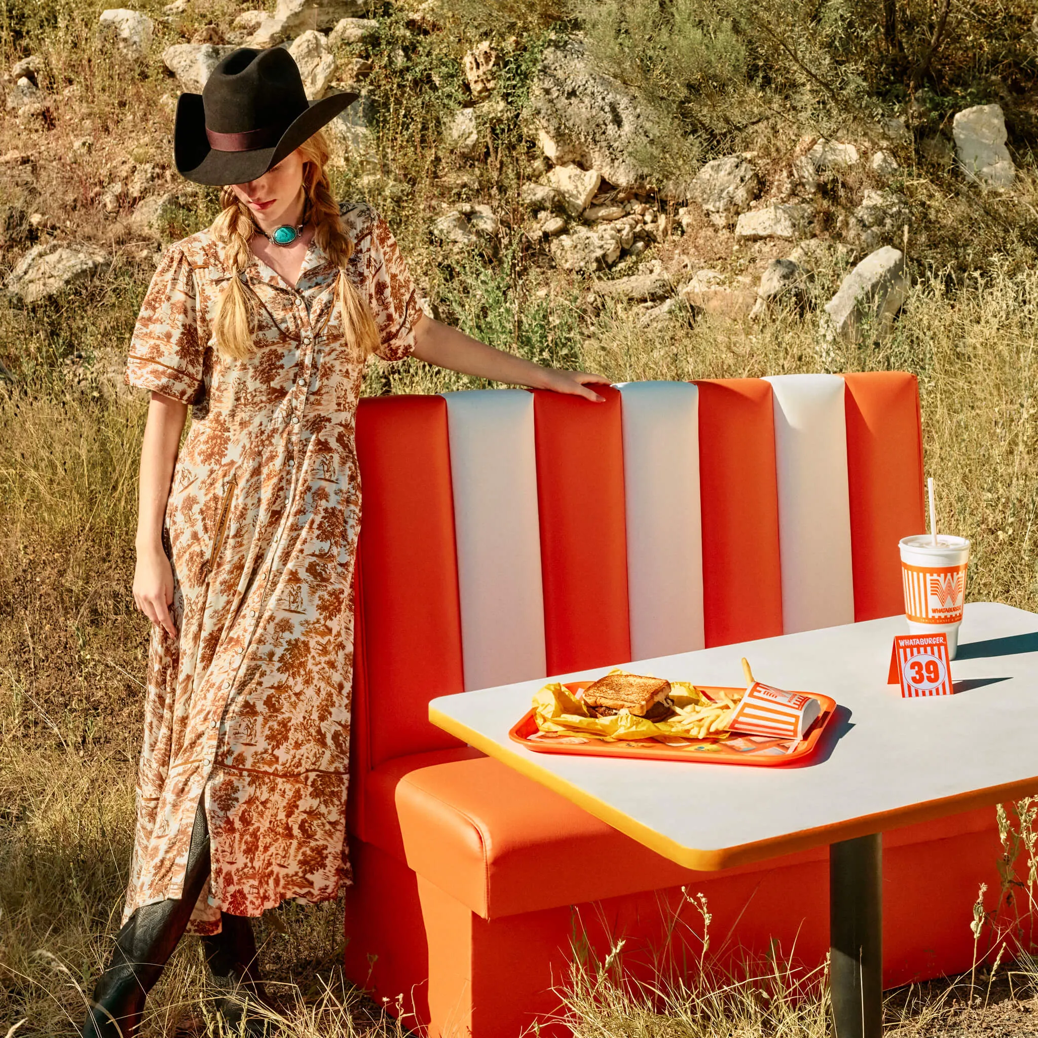 Whataburger x Sendero La Dahlia Dress sold by Sendero Provisions CO product image thumbnail 2
