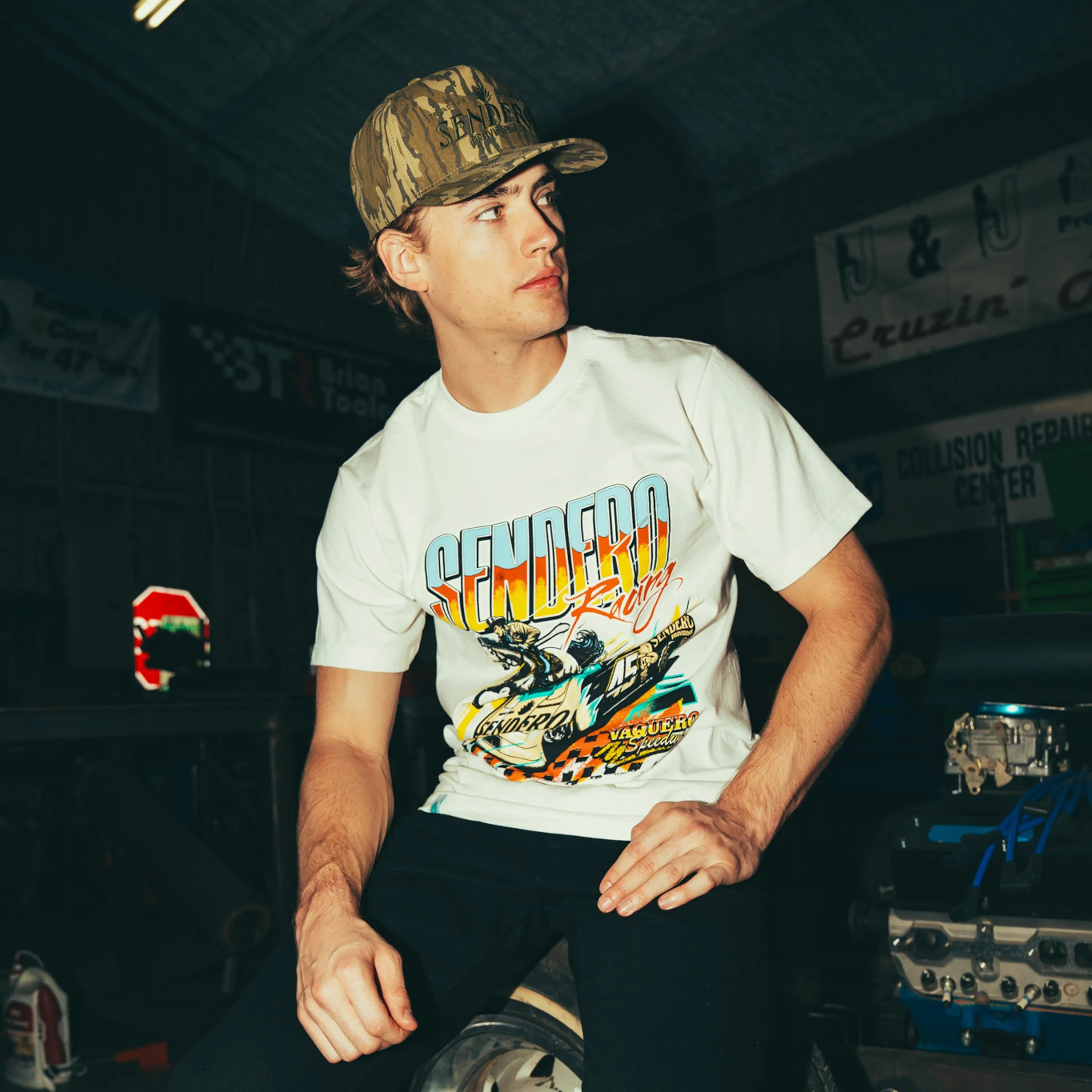 Brad Perez x Sendero Racing Vintage T-Shirt sold by Sendero Provisions CO product image thumbnail 2