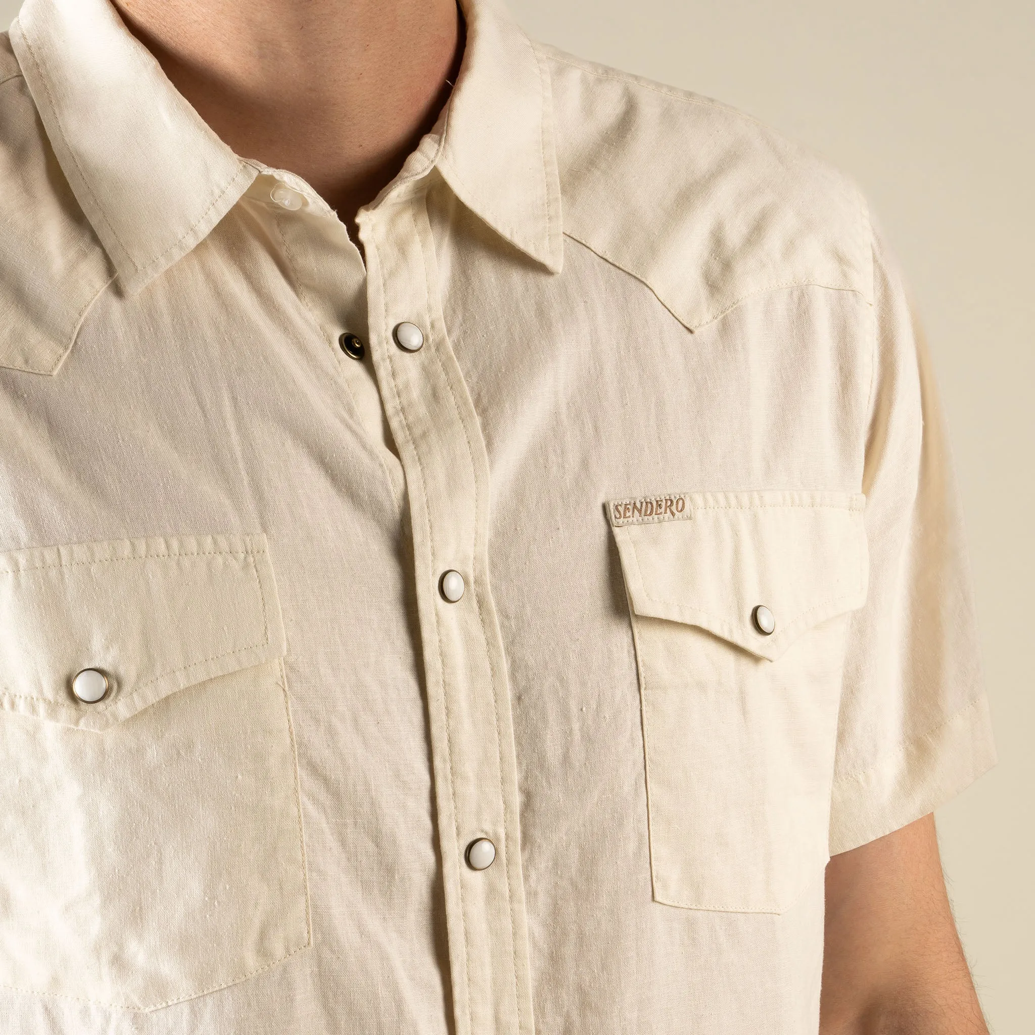 The Wyatt Pearl Snap Short Sleeve Solid Shirt sold by Sendero Provisions CO product image thumbnail 5