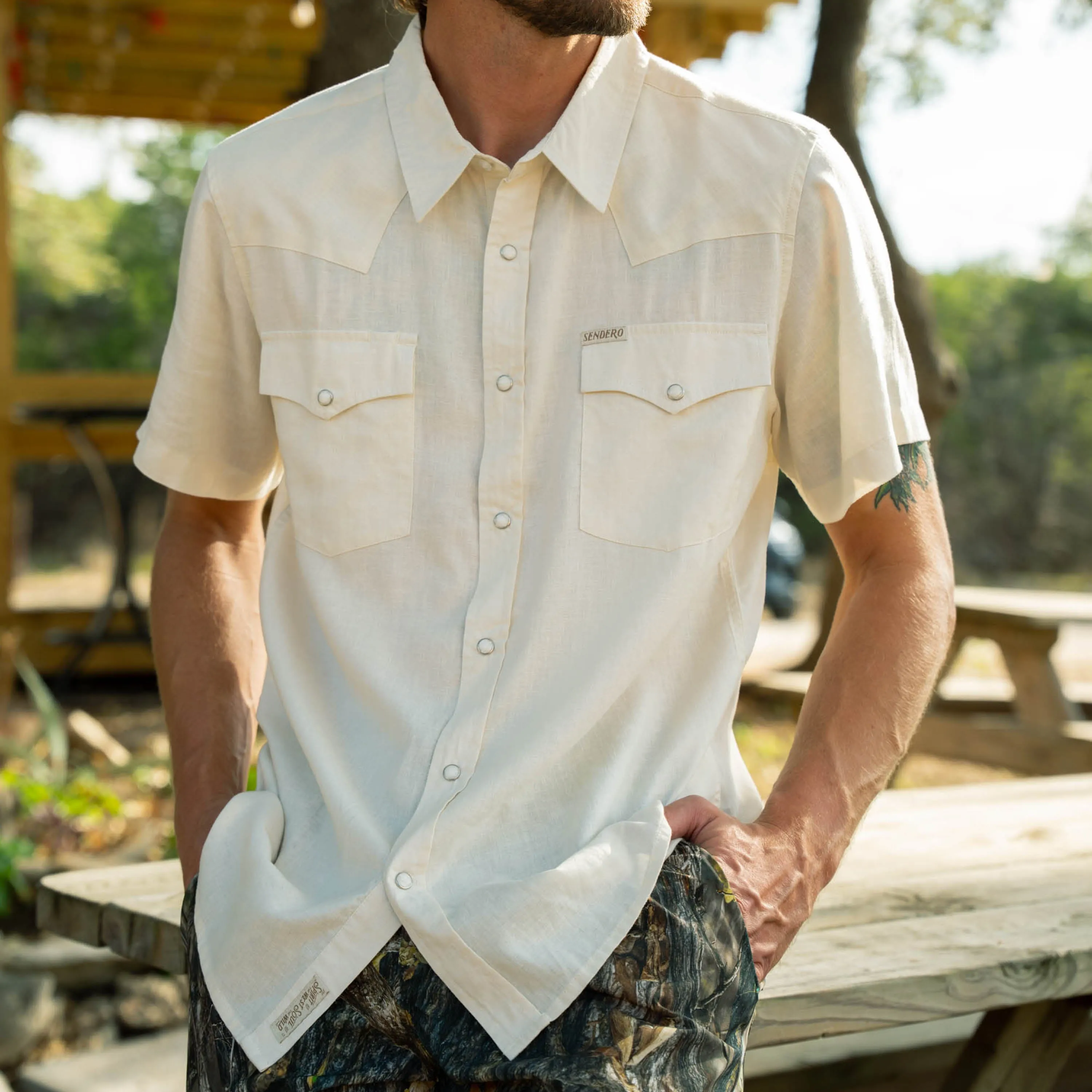 The Wyatt Pearl Snap Short Sleeve Solid Shirt sold by Sendero Provisions CO product image thumbnail 2