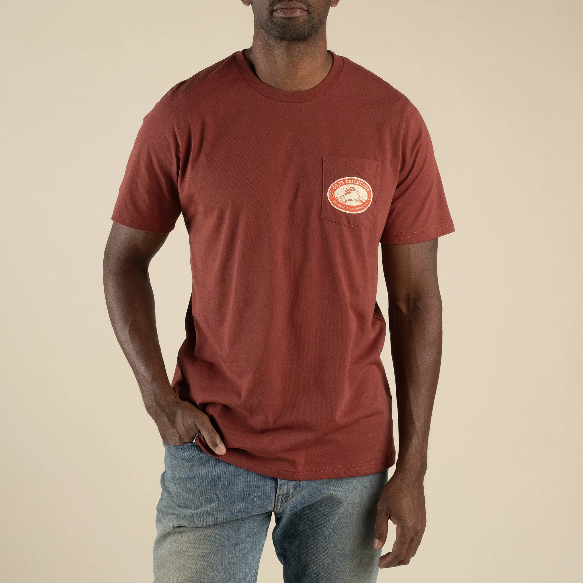 Good Neighbors Pocket T-Shirt sold by Sendero Provisions CO