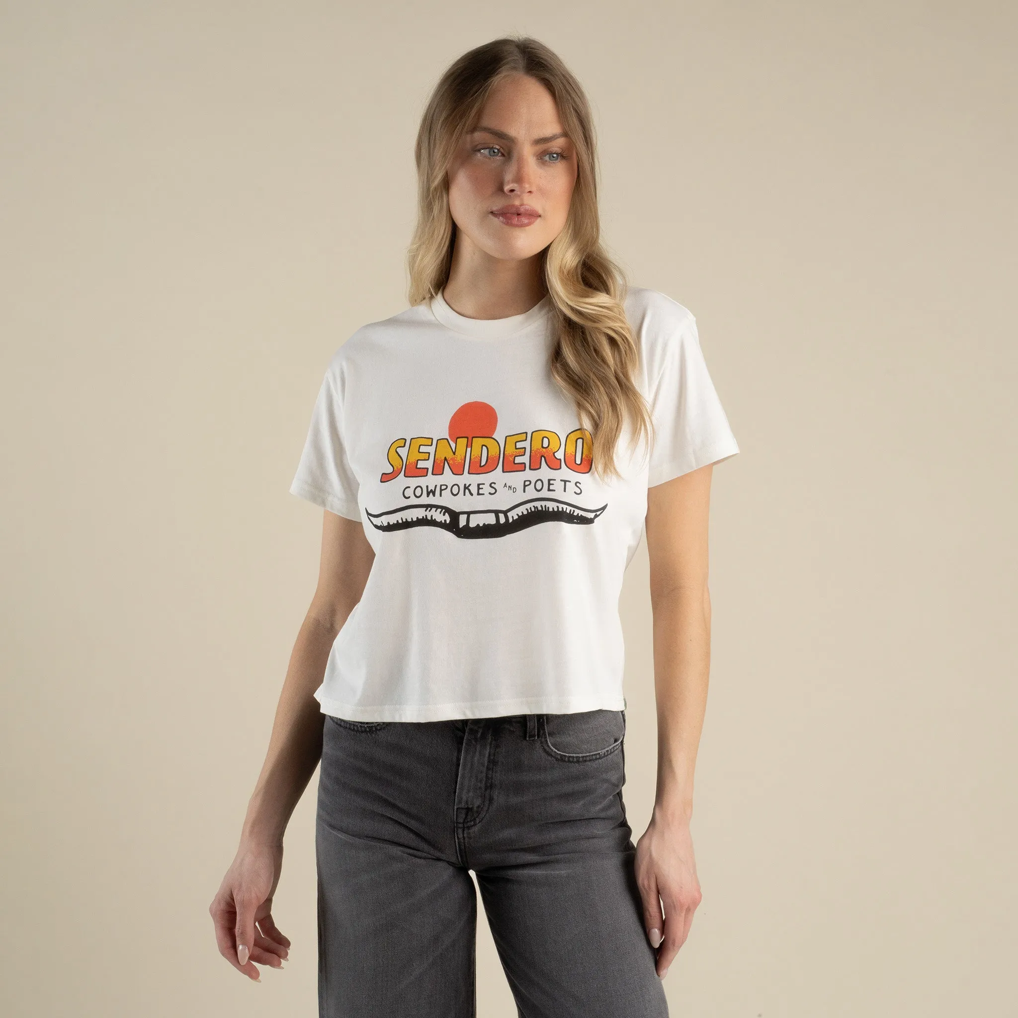 Cowpokes and Poets Boxy Tee sold by Sendero Provisions CO