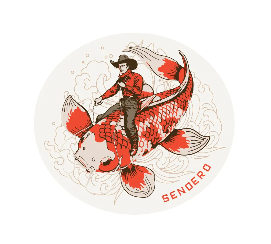 Koi Bronc Fish Sticker - White made by Sendero Provisions CO