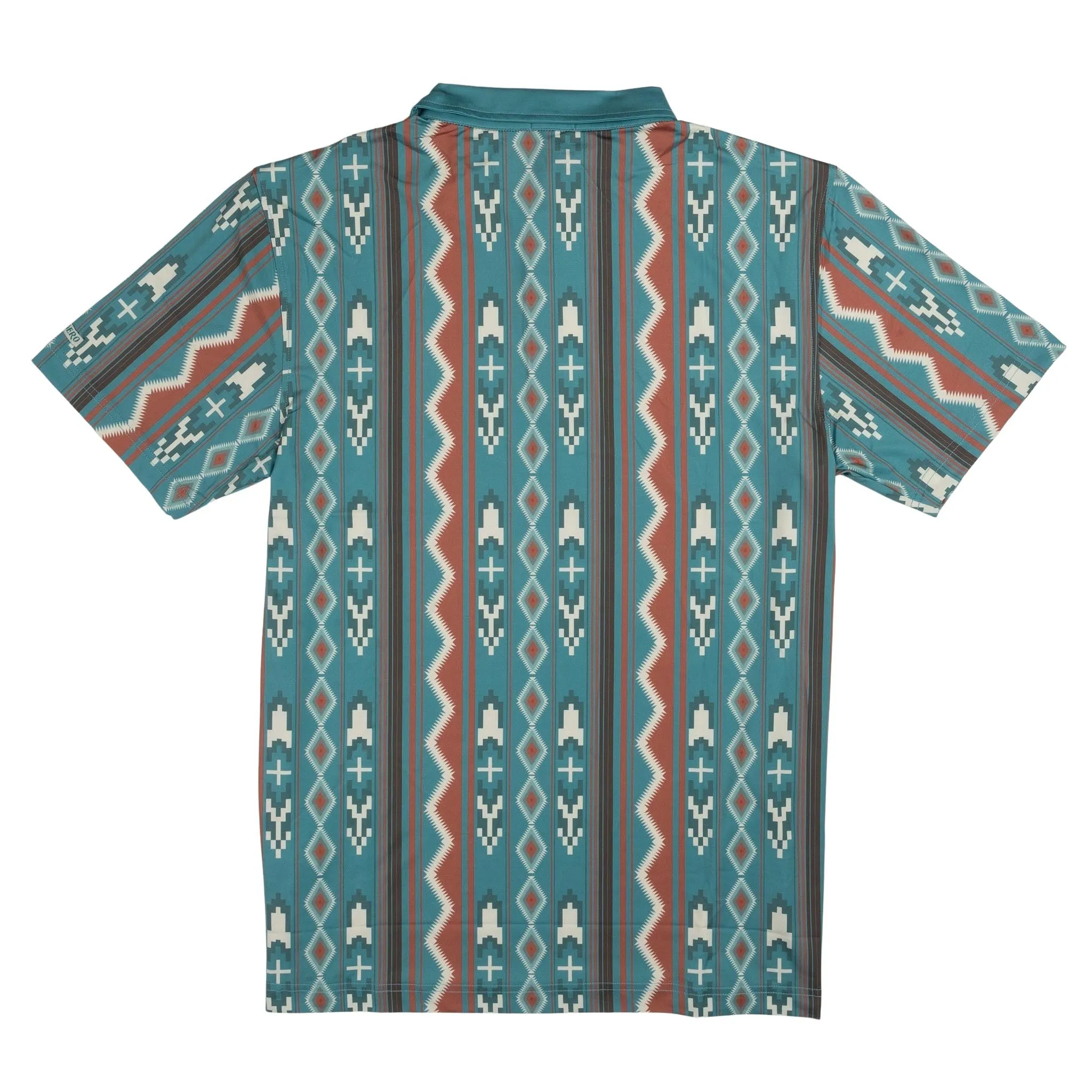High Noon Performance Polo - Nogales Stripe - Teal/Clay sold by Sendero Provisions CO product image thumbnail 5