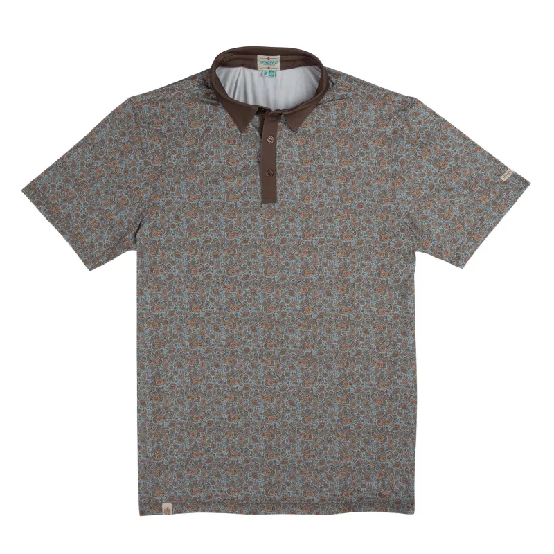 High Noon Performance Polo - Wildrose Paisley - Sky Blue made by Sendero Provisions CO
