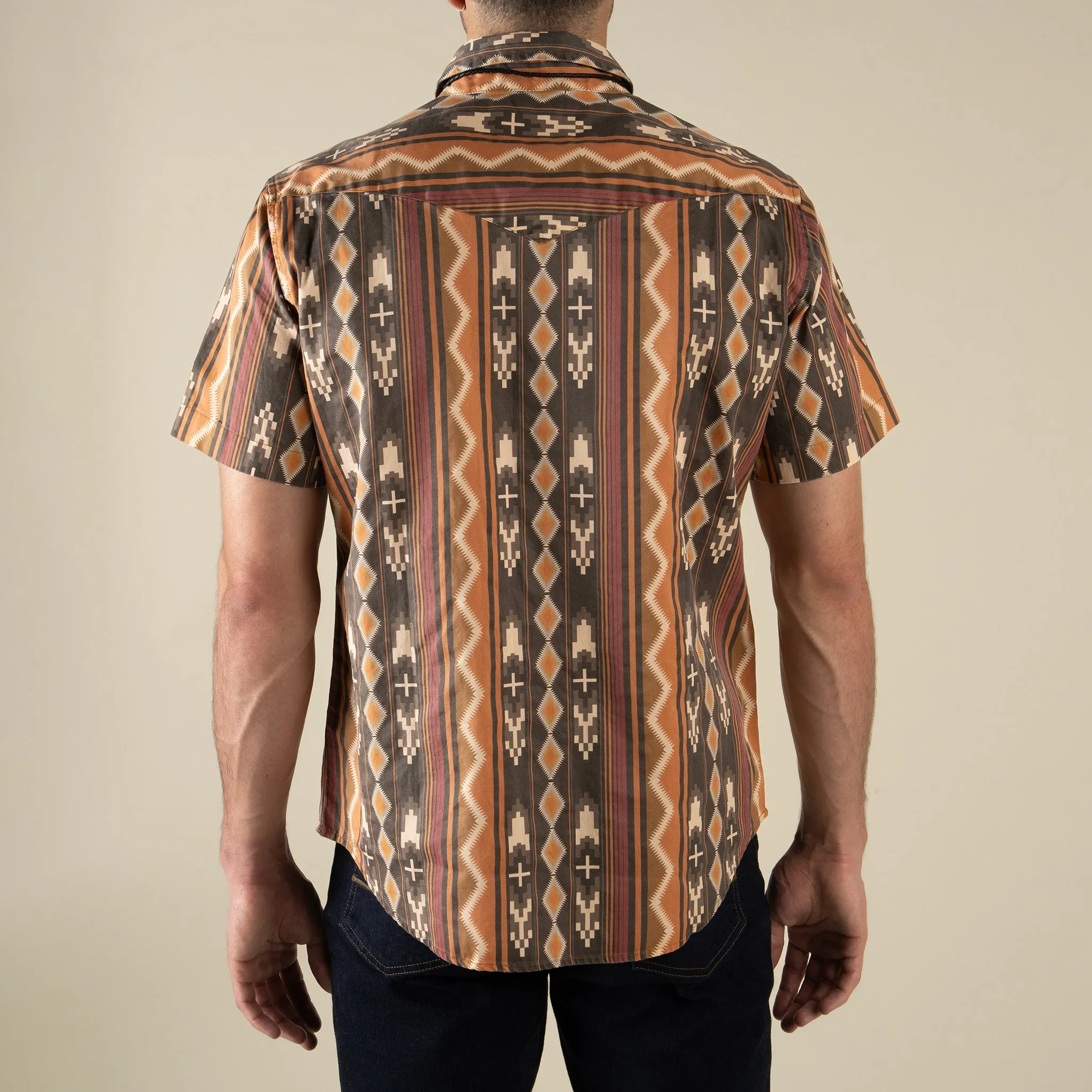 The Wyatt Pearl Snap Short Sleeve Print Shirt - Tempe Stripe - Brown/Orange sold by Sendero Provisions CO product image thumbnail 5