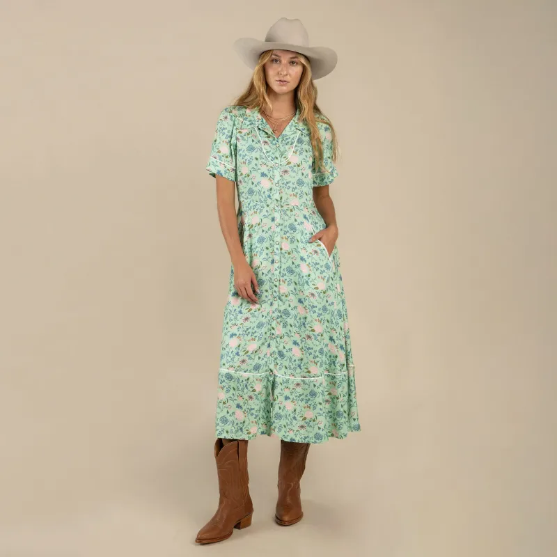 La Dahlia Dress - Mint Floral made by Sendero Provisions CO