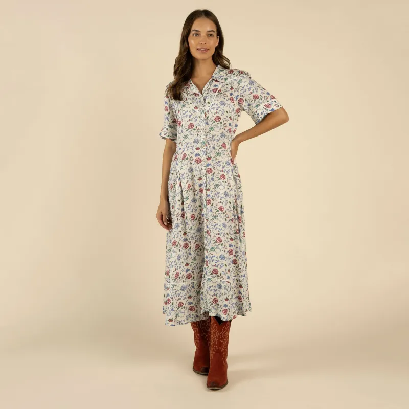 La Dahlia Dress - White Floral made by Sendero Provisions CO