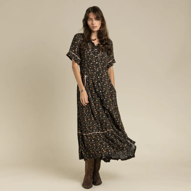 La Dahlia Dress - Black Floral made by Sendero Provisions CO
