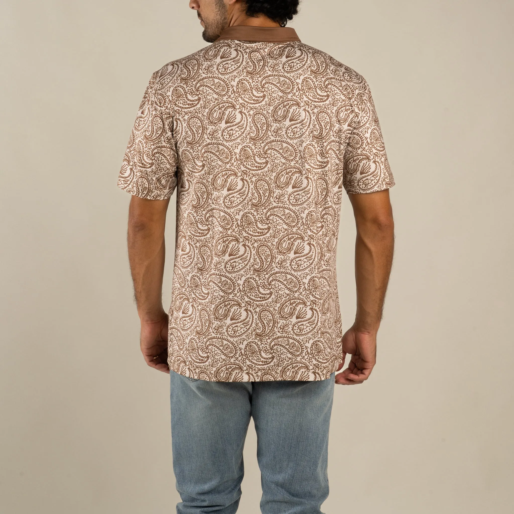High Noon Performance Polo - Wildrose Paisley - Ochre sold by Sendero Provisions CO product image thumbnail 4