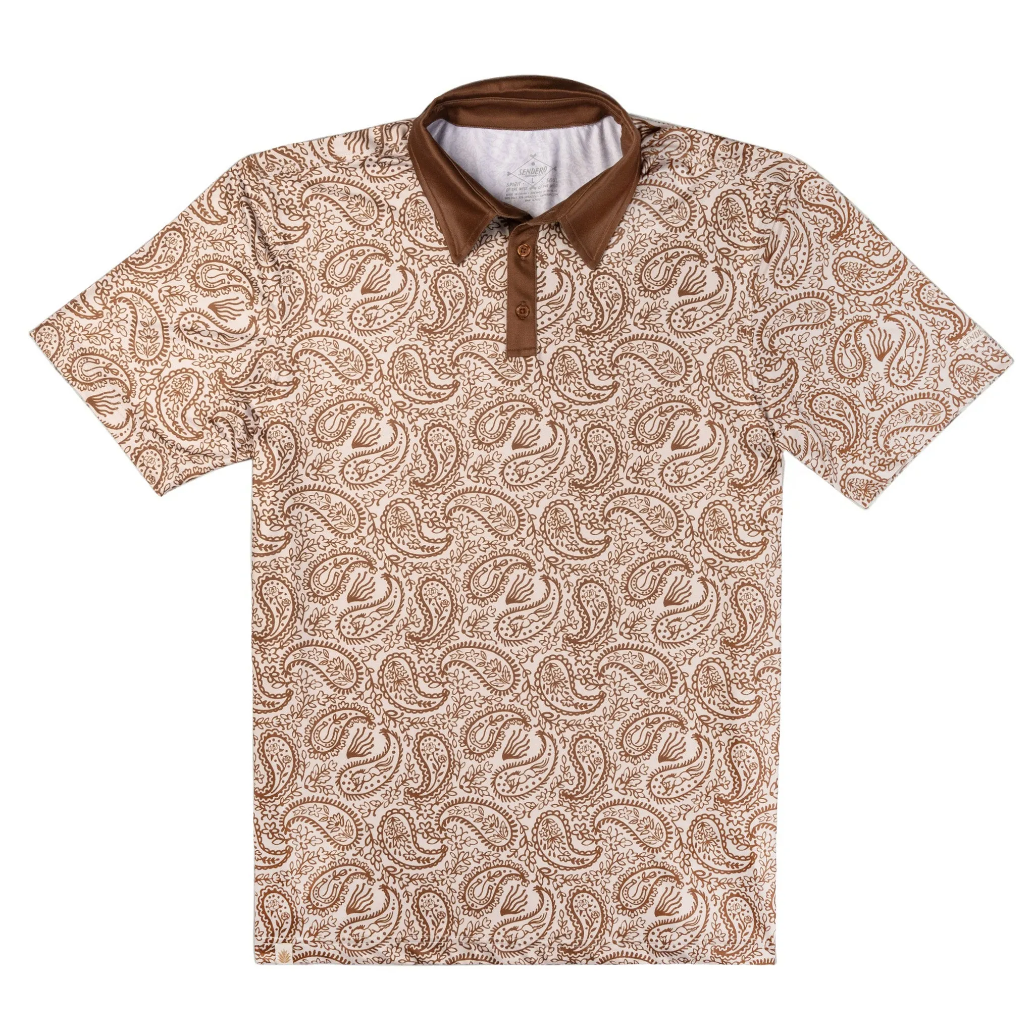 High Noon Performance Polo - Wildrose Paisley - Ochre sold by Sendero Provisions CO