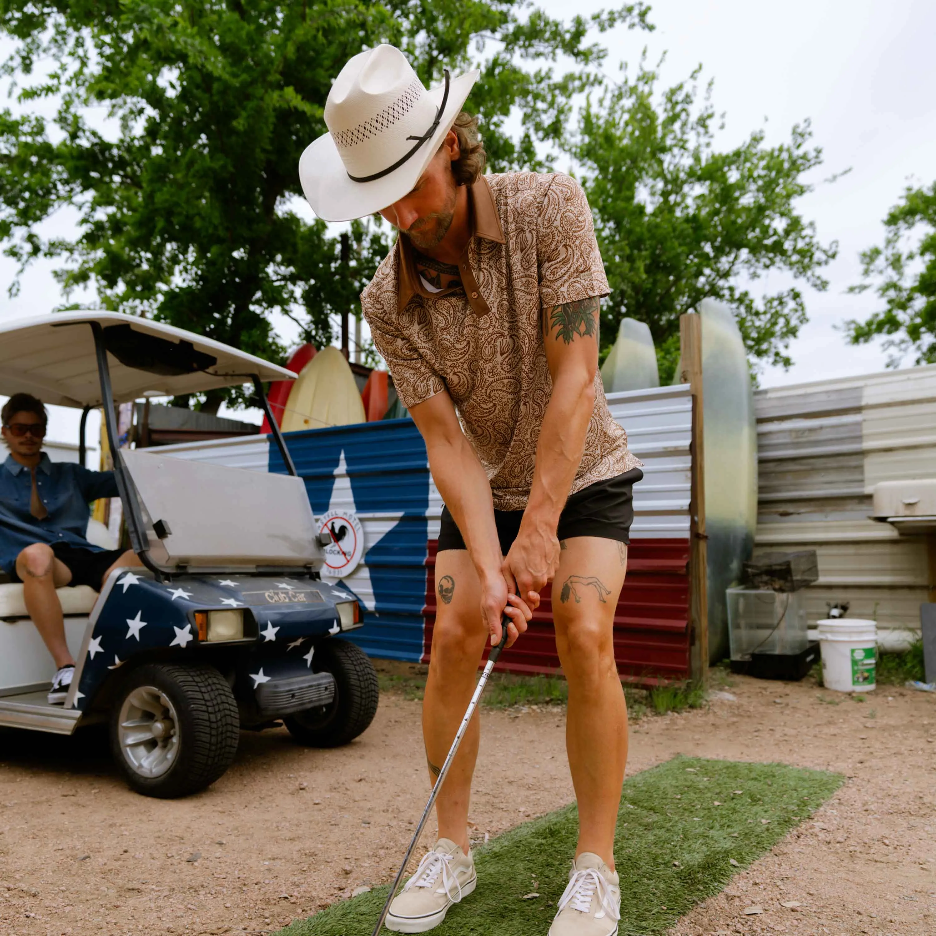 High Noon Performance Polo - Wildrose Paisley - Ochre sold by Sendero Provisions CO product image thumbnail 5