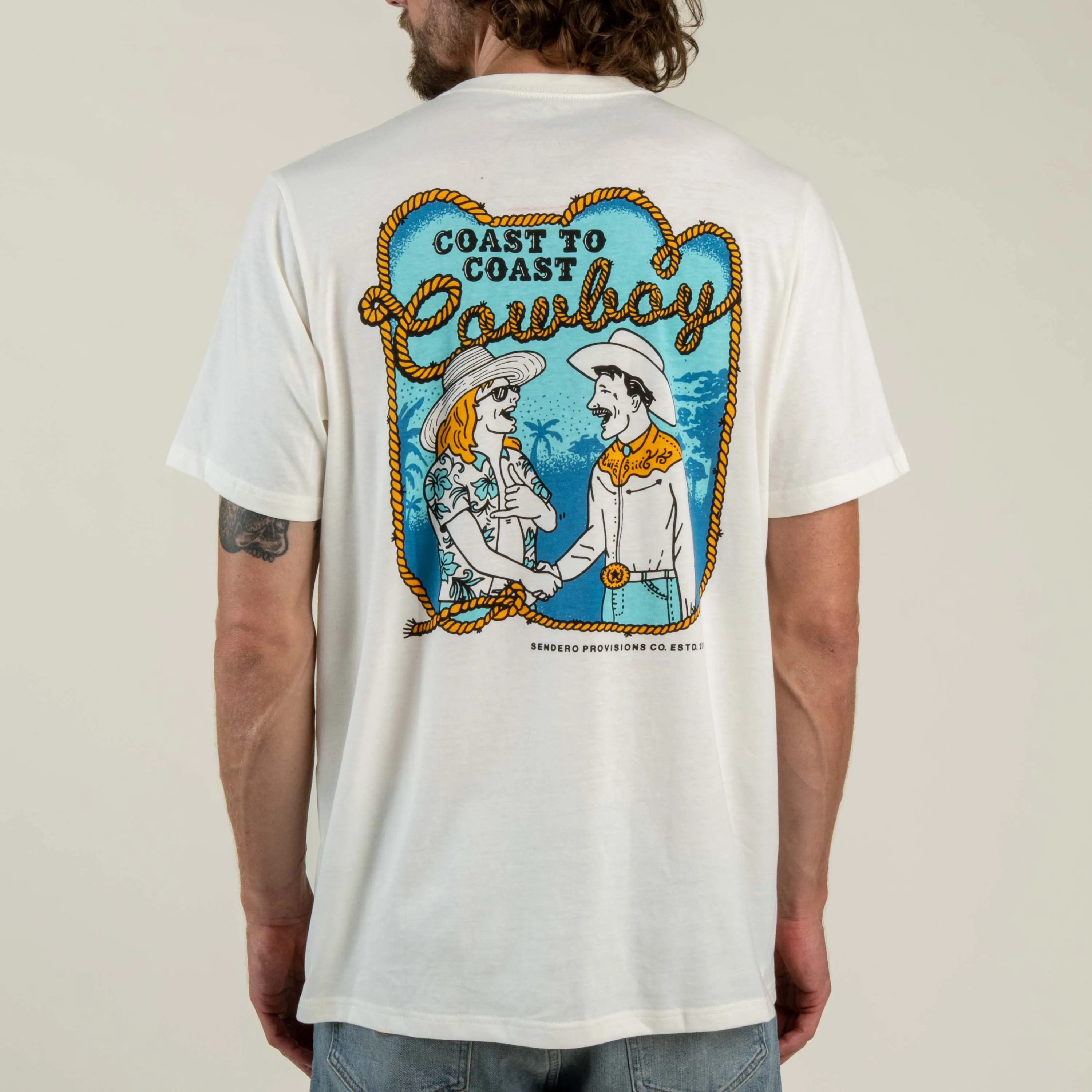 Coast to Coast Cowboy T-Shirt - Vintage White sold by Sendero Provisions CO