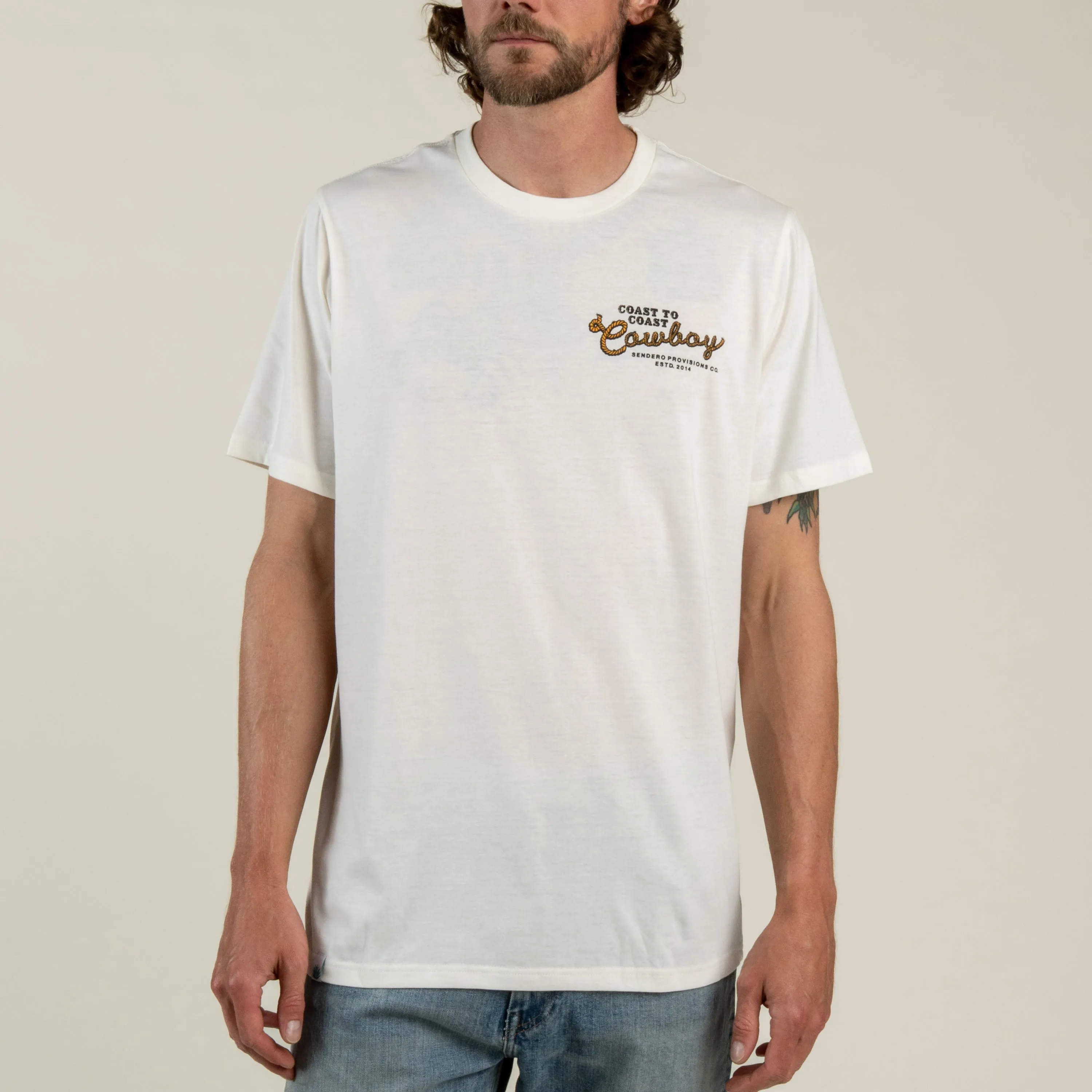 Coast to Coast Cowboy T-Shirt - Vintage White sold by Sendero Provisions CO product image thumbnail 3