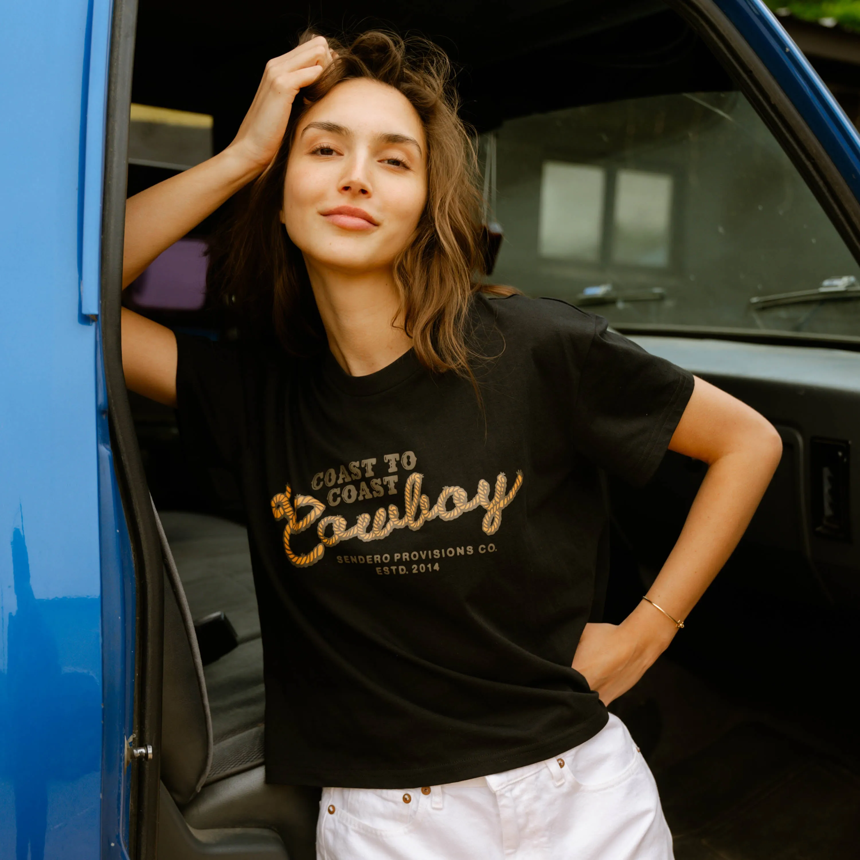 Coast to Coast Boxy Tee - Black sold by Sendero Provisions CO product image thumbnail 2